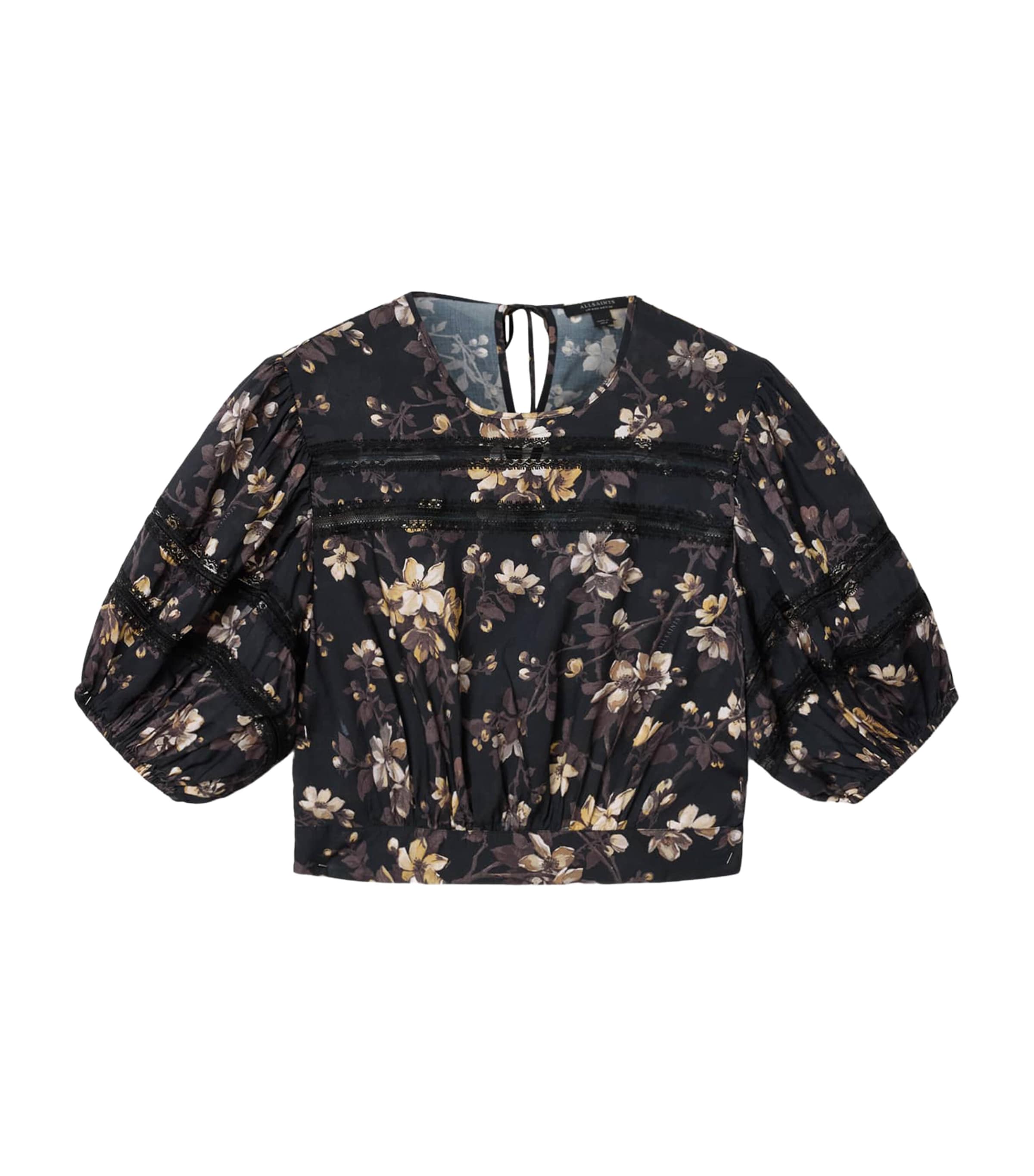 AllSaints Womens Floral Print Peony Top Vine Black Image 1