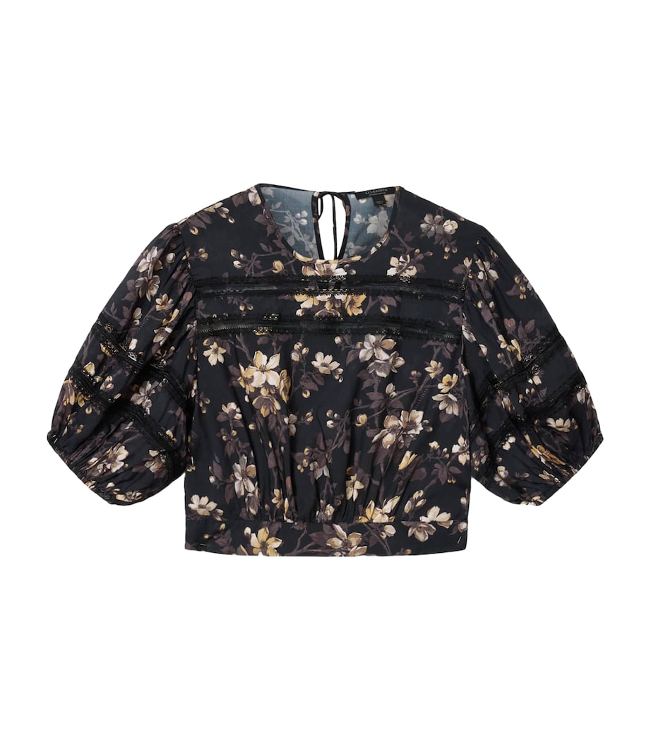 AllSaints Womens Floral Print Peony Top Vine Black Image 1