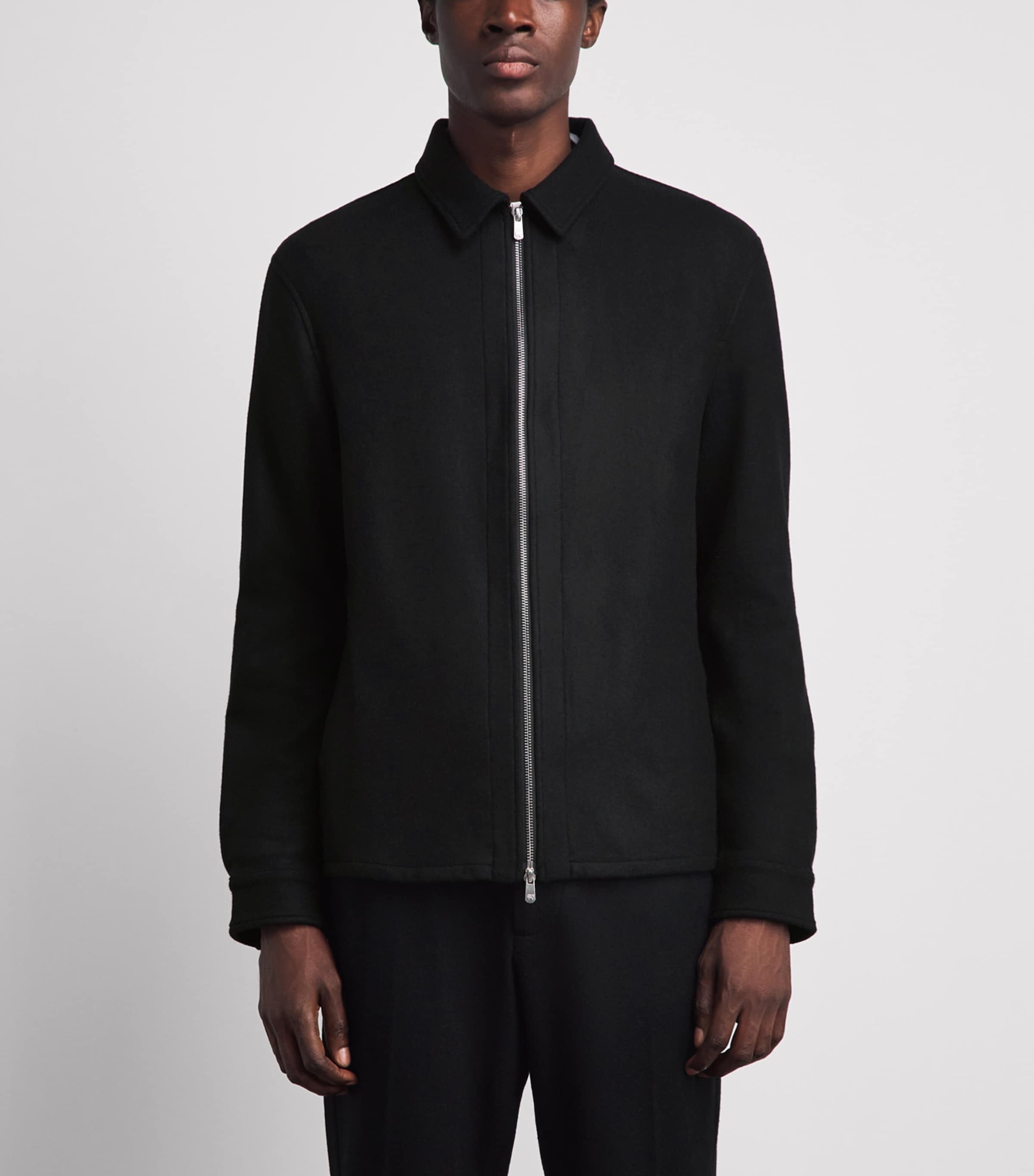 Marco Pescarolo Womens Stretch-Cashmere 2-Way Zip Jacket Dark Grey Image 4