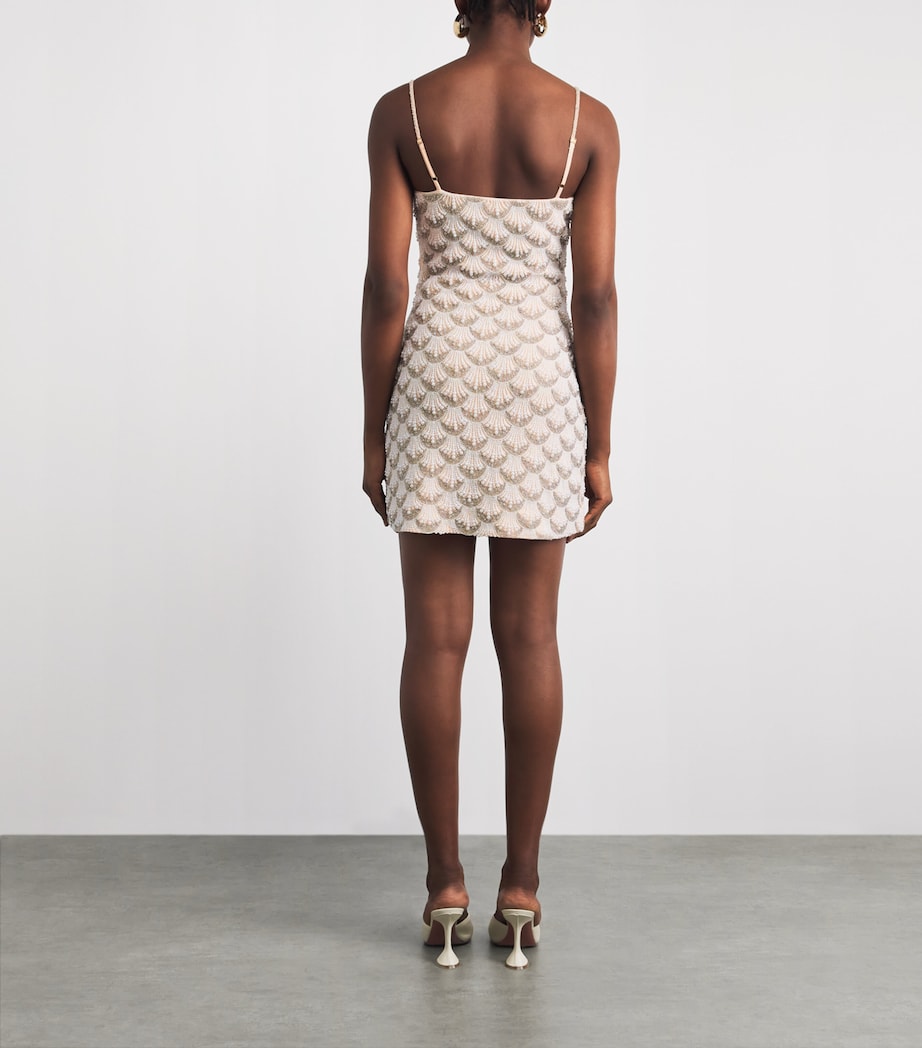 STAUD Womens Embellished Las Palmas Mini Dress Prl Pearl Image 4