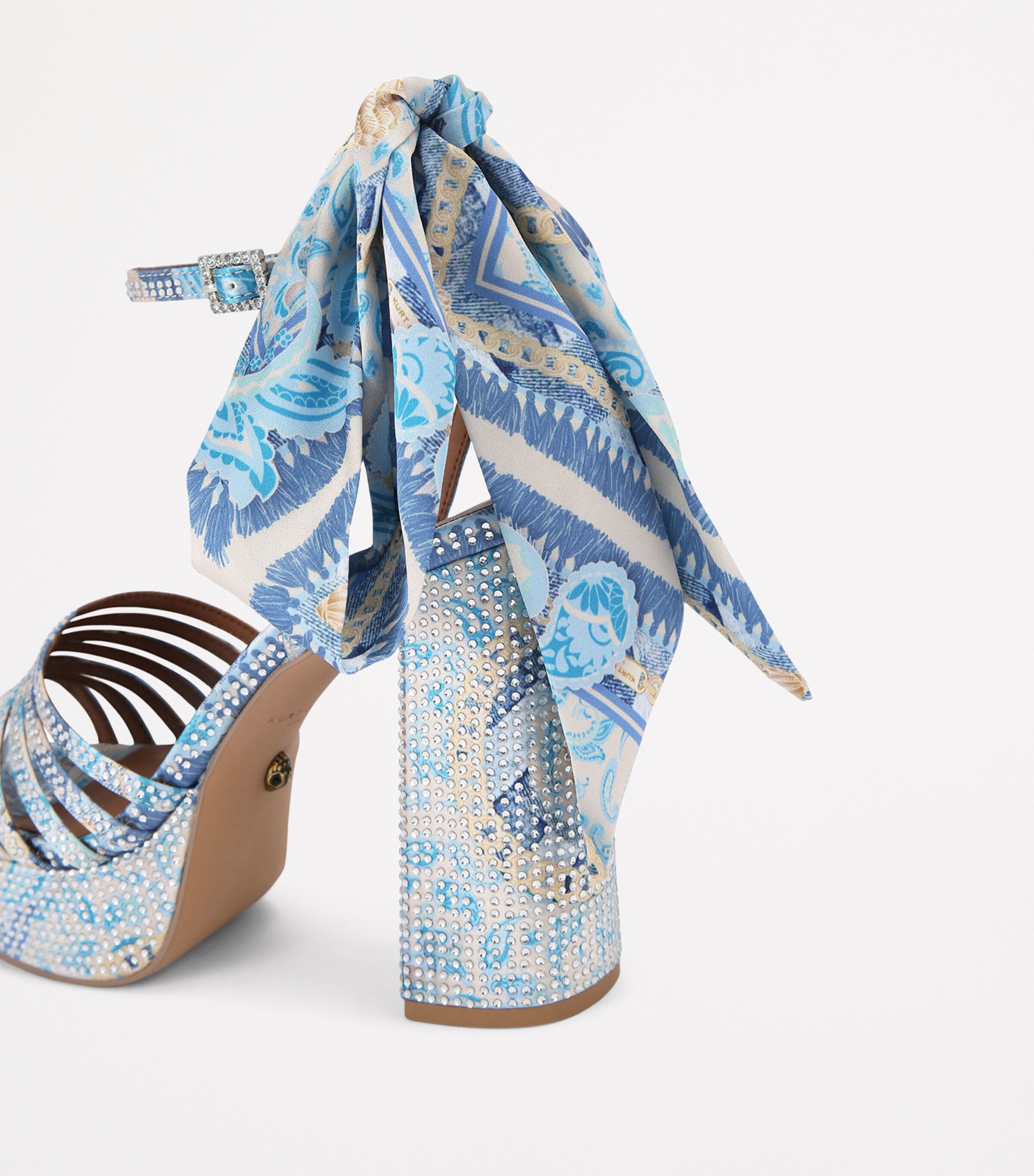 Kurt Geiger London Satin Embellished Pierra Platform Sandals Blue/pal.c Image 2