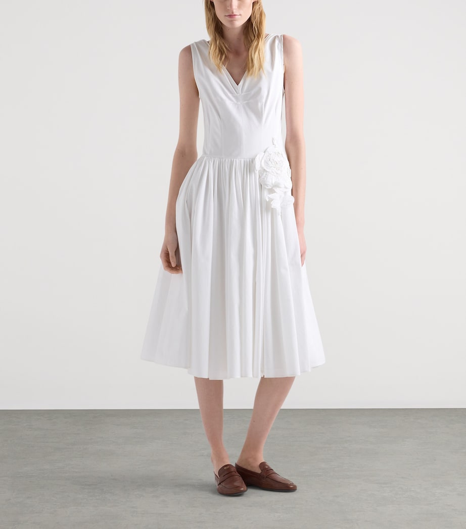Prada Womens Cotton Poplin Midi Dress Image 2