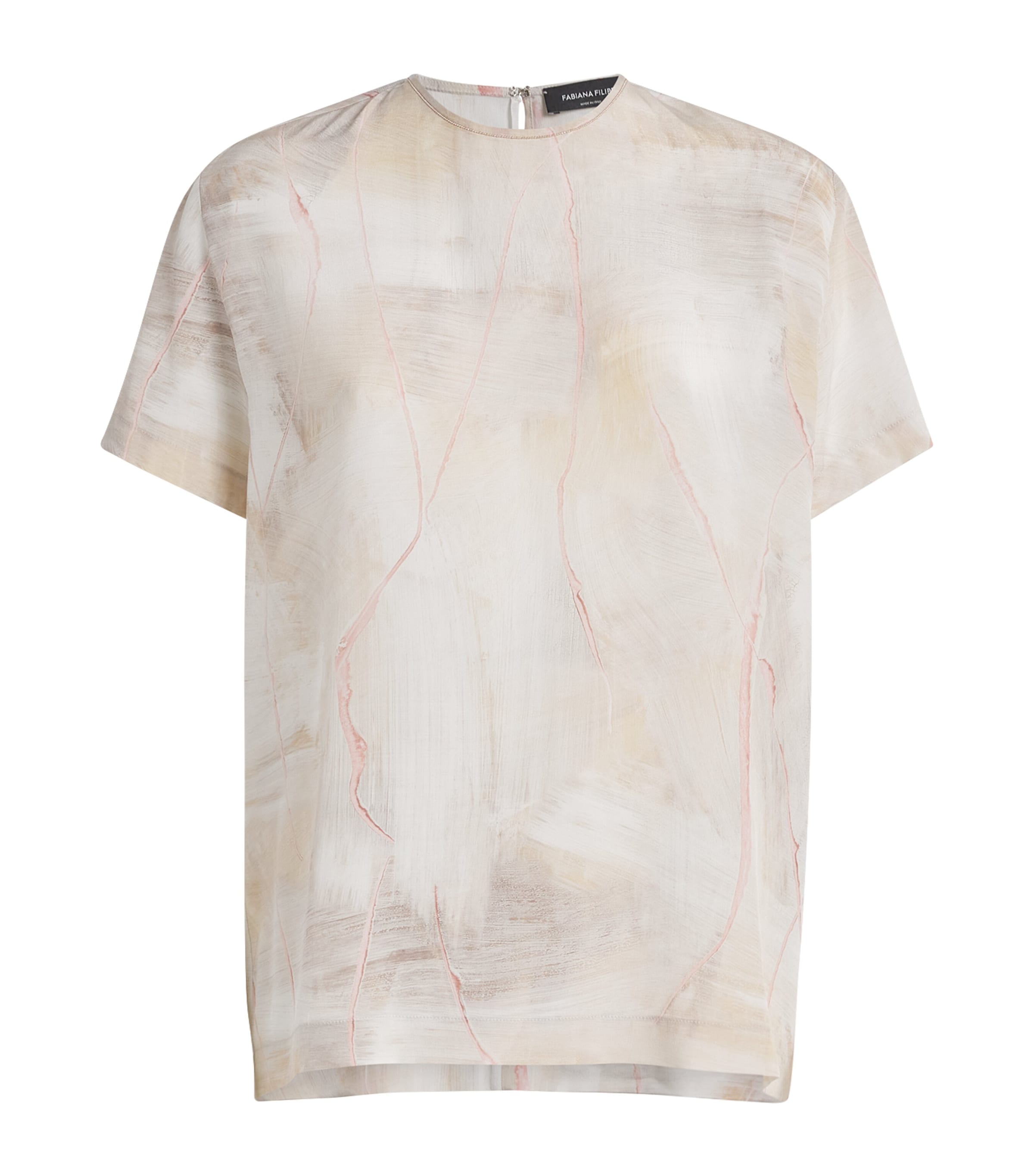 Fabiana Filippi Brushed-print Silk Crepe De Chine T-shirt In Neutral