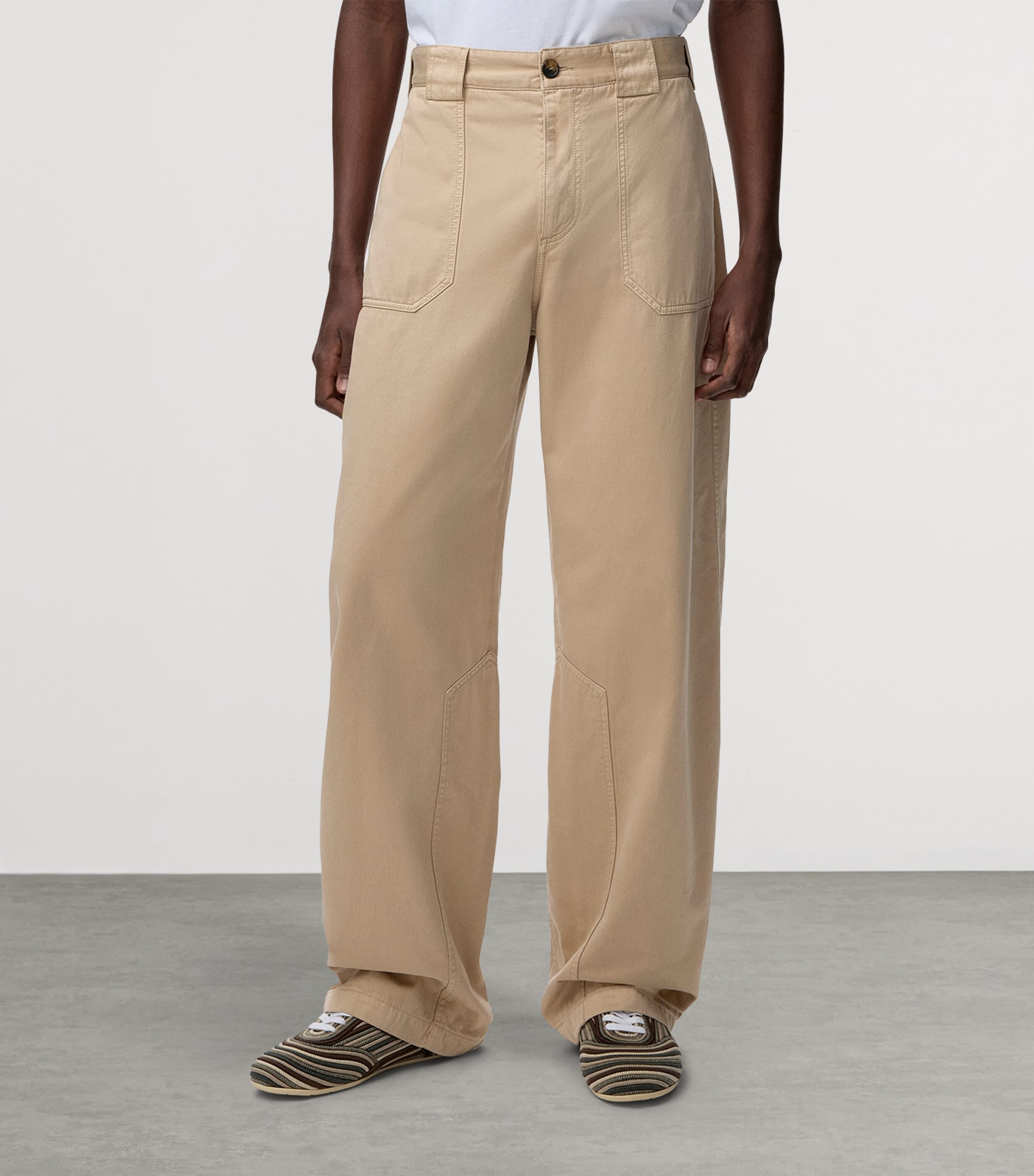 LOEWE Mens x Paula's Ibiza Cotton Straight Trousers Sand Image 3