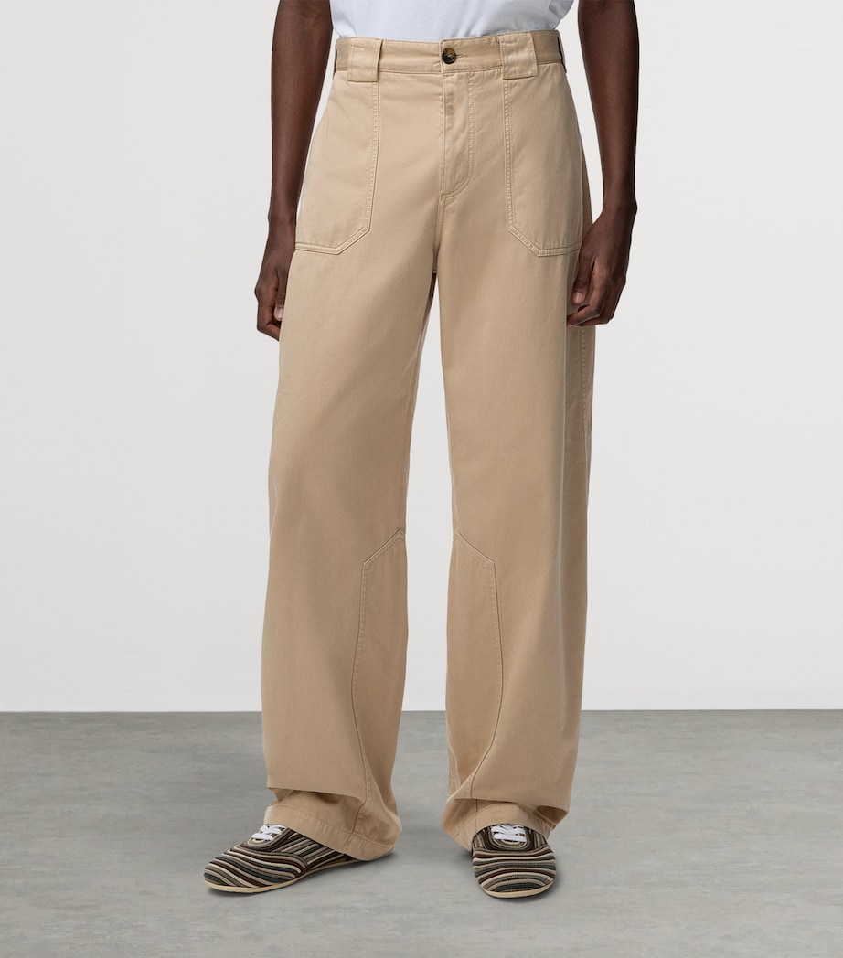 LOEWE Mens x Paula's Ibiza Cotton Straight Trousers Sand Image 3