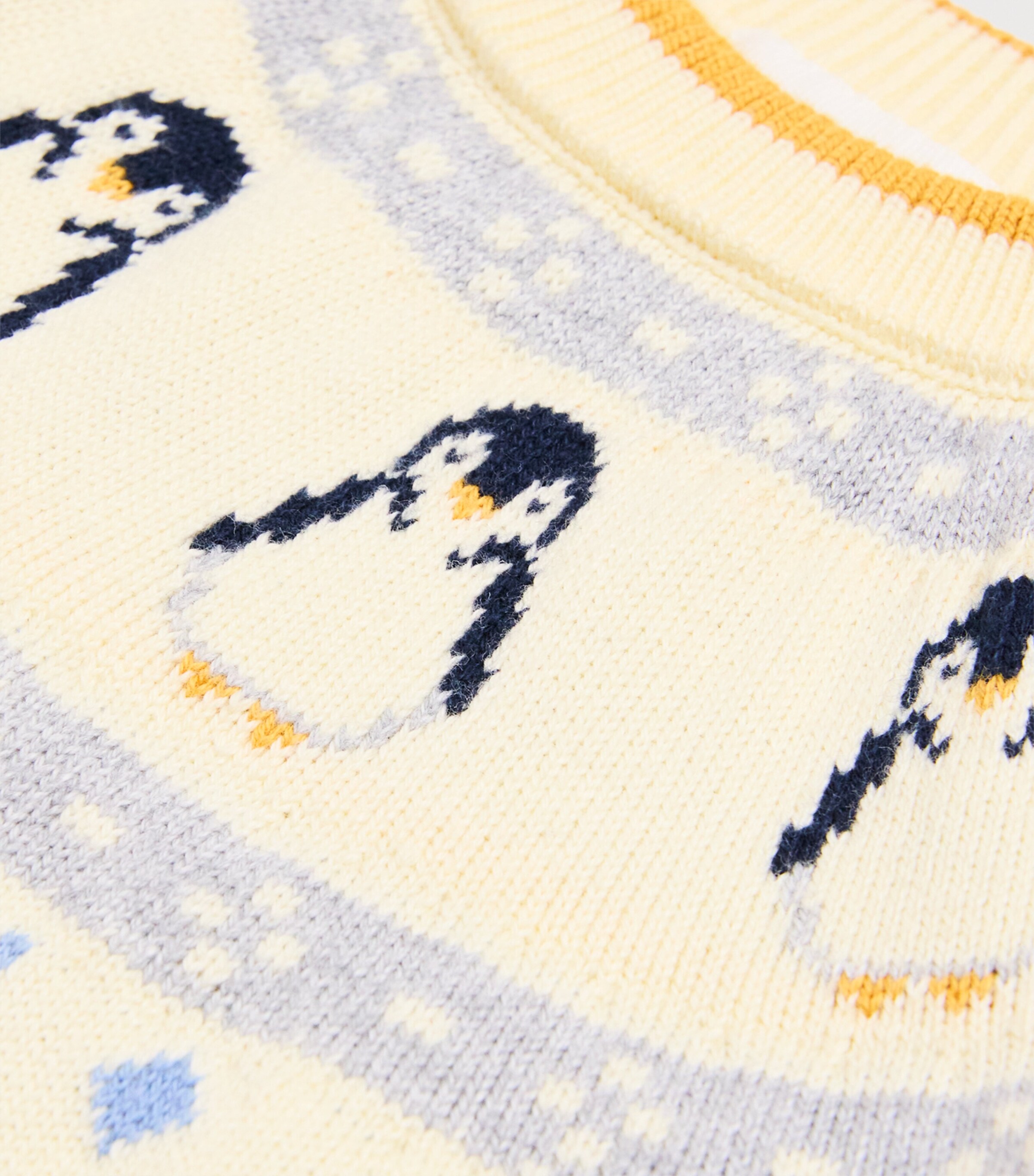 Organic Cotton Fair Isle Penguin Playsuit (0 -18 Months) CREAM Image 3