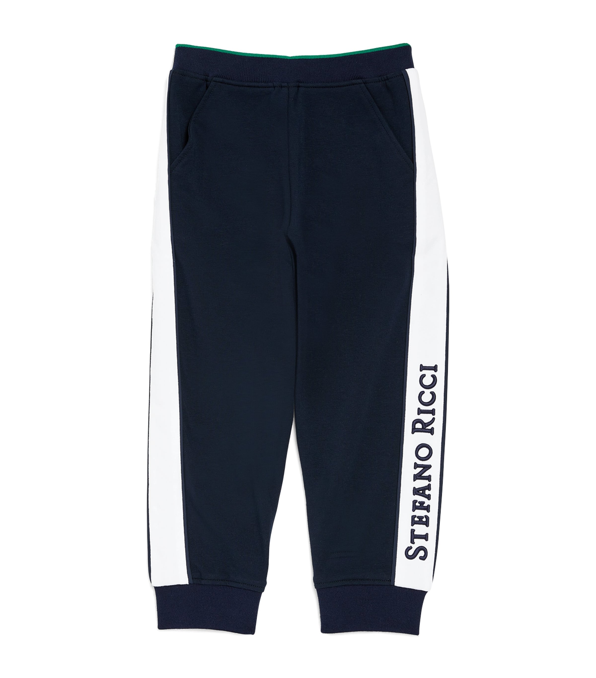 Shop Stefano Ricci Logo Stripe Tracksuit Bottoms In Blue