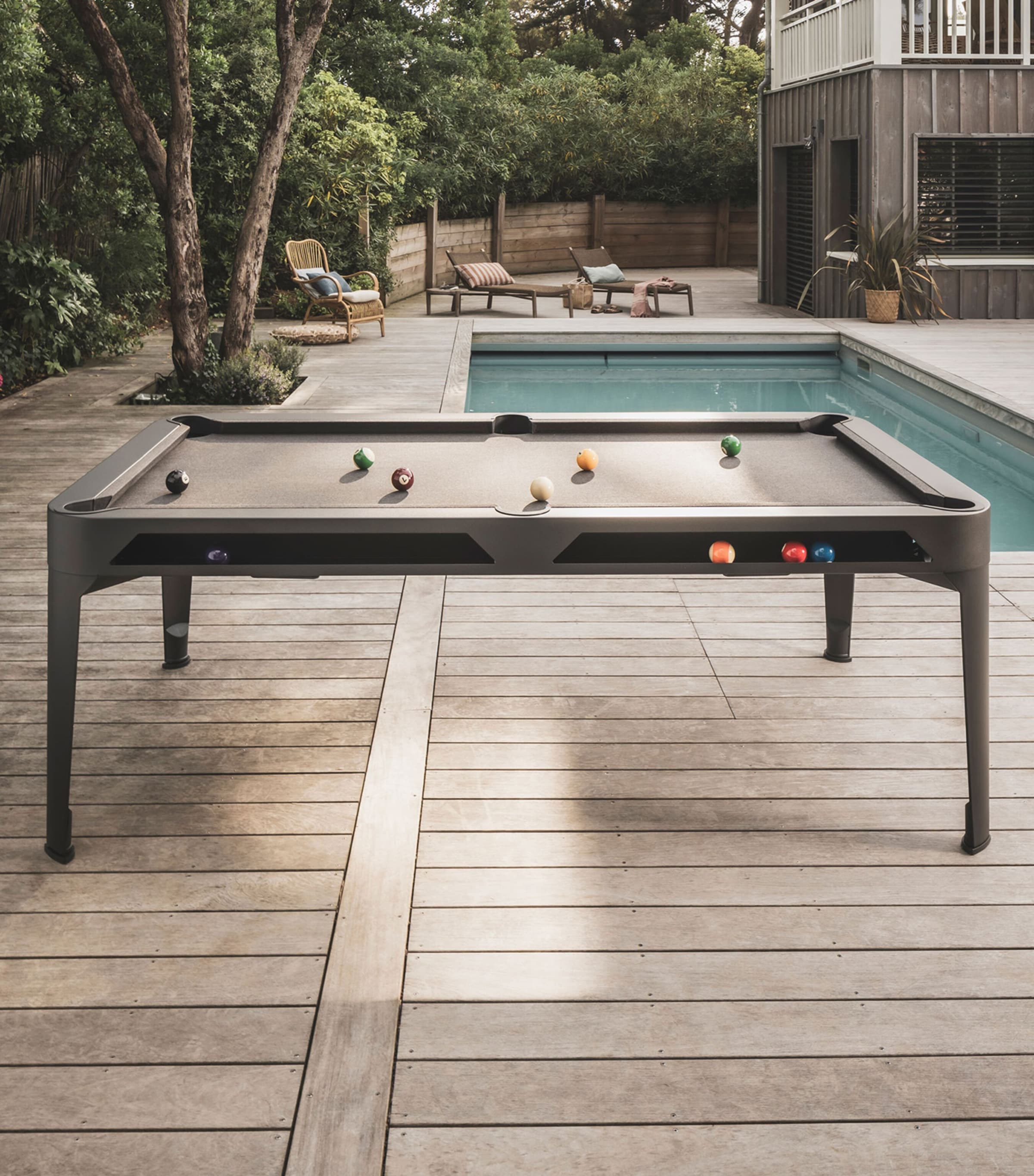 Cornilleau Hyphen Outdoor Pool Table Blk Gry Mot Lght Gry Image 6