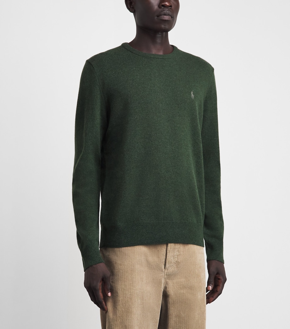 Polo Ralph Lauren Mens Wool Polo Pony Sweater Lodgepole Pine Hther Image 4