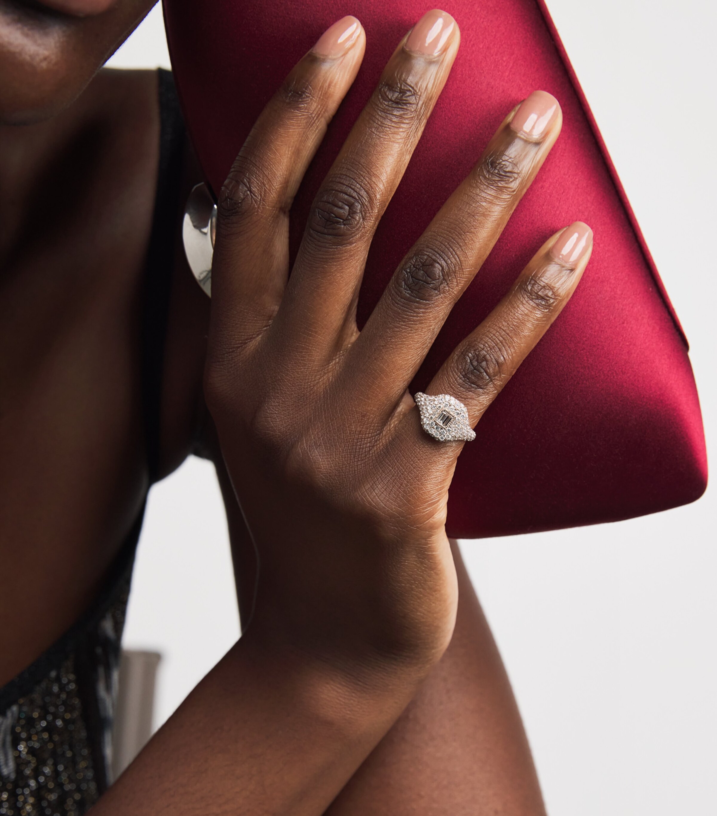 Rose Gold and Diamond New Modern Pinky Ring ROSE GOLD Image 2