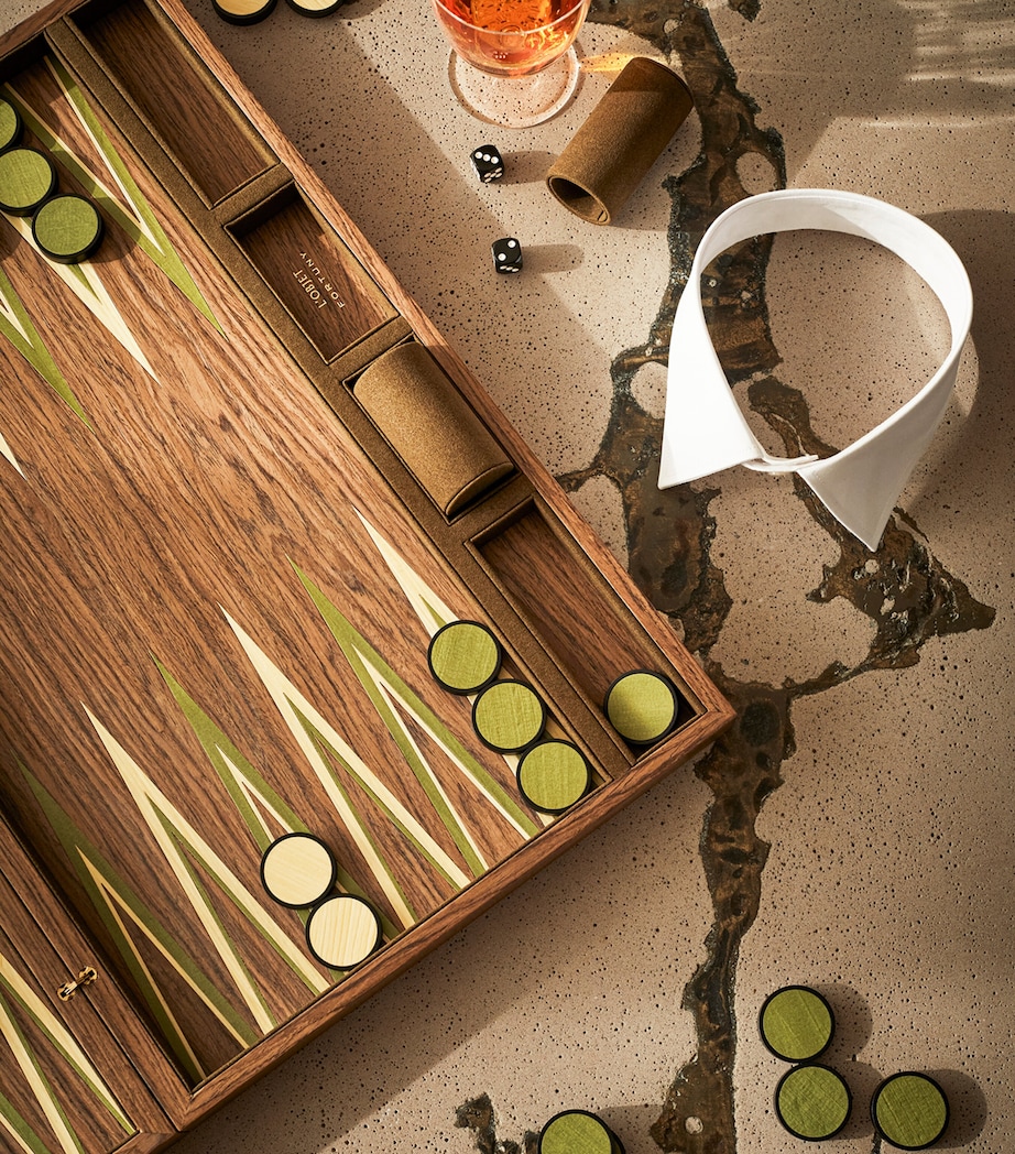 L'Objet Wooden Matis Backgammon Set Green Image 5