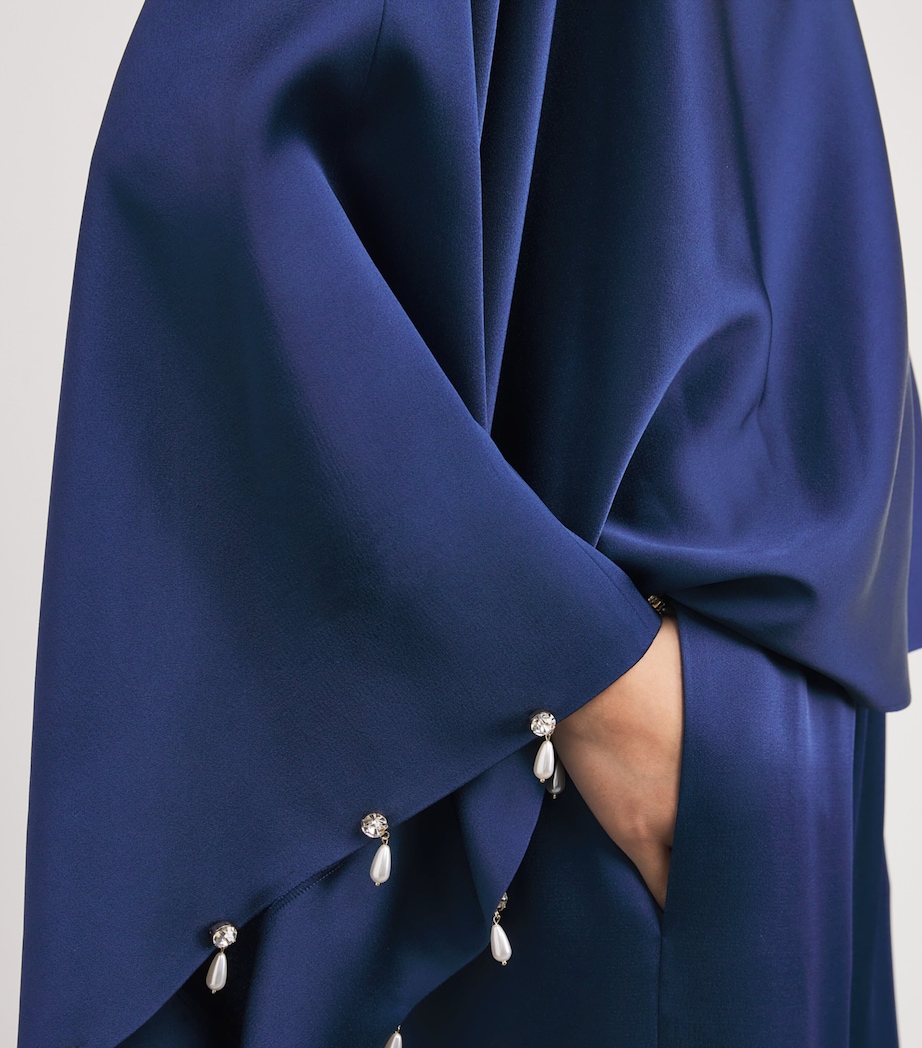 Satin Faux Pearl-Embellished Blouse 4000 NAVY Image 6