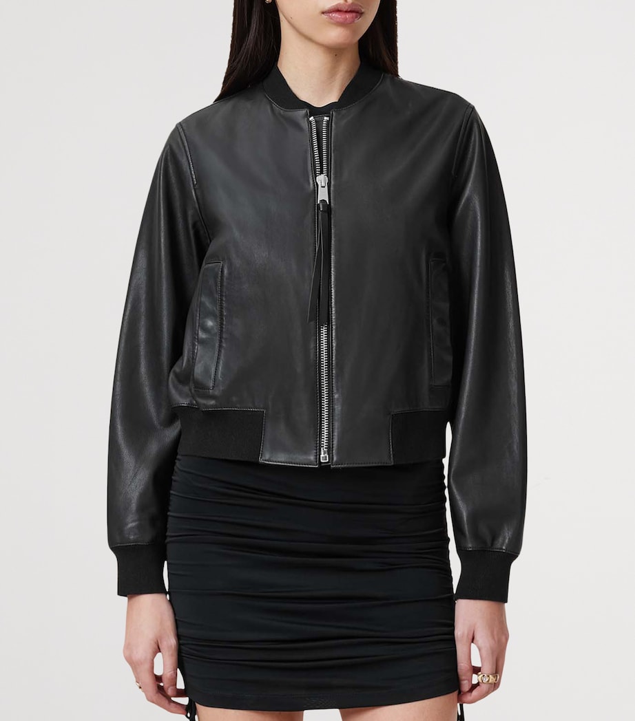 Leather Orten Bomber Jacket BLACK Image 4