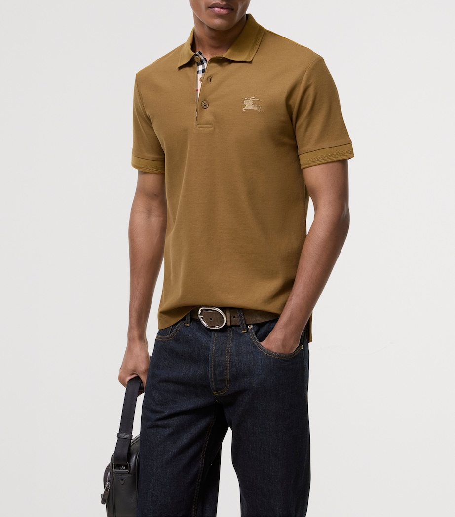 Burberry Mens Cotton Polo Shirt Fawn Brown Image 2