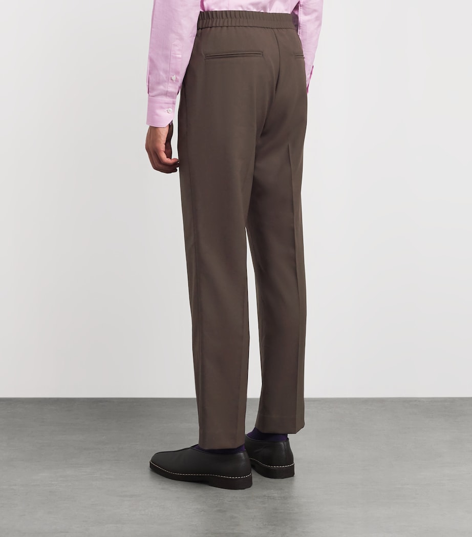 Wool Elasticated Straight Trousers BROWN-67 Image 4