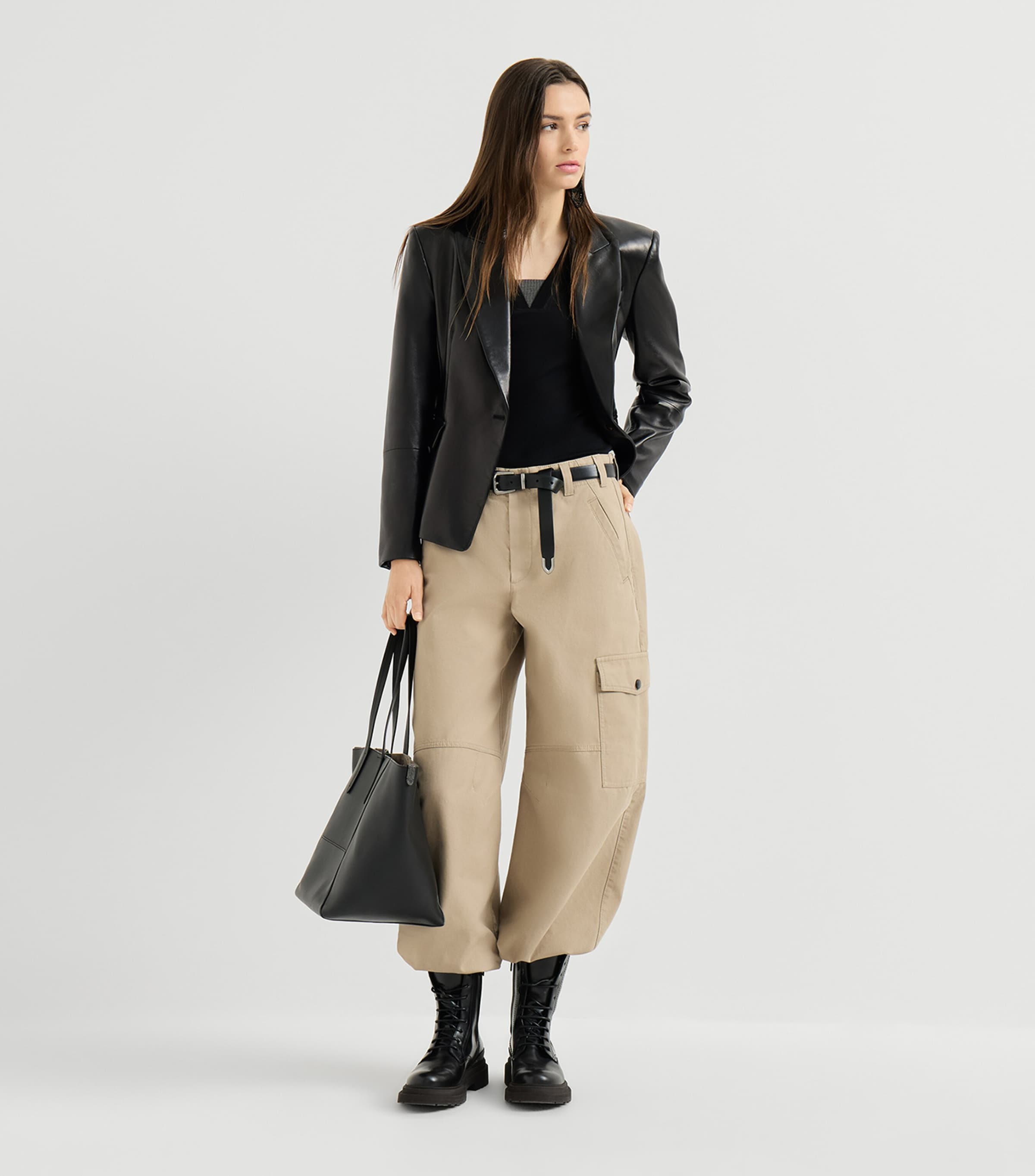 Brunello Cucinelli Womens Nappa Leather Single-Breasted Blazer Image 3
