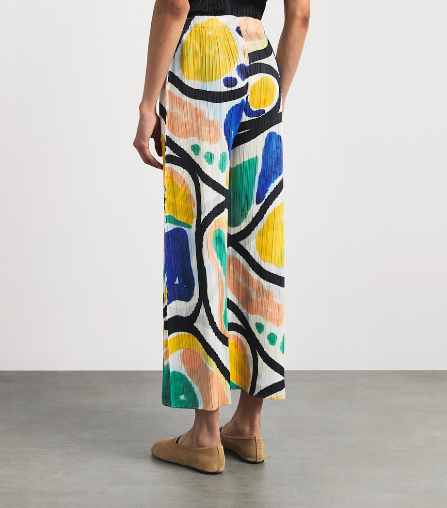 Pleats Please Issey Miyake Multi Printed Roll Wide Trousers | Harrods UK