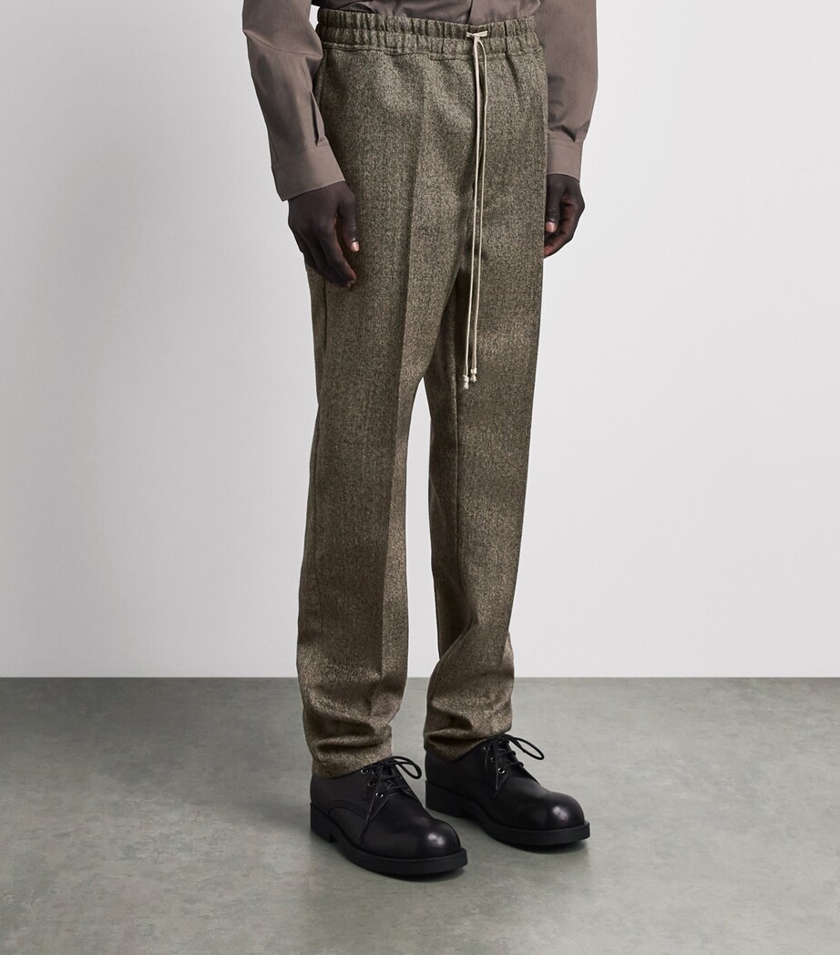 Rick Owens Mens Cotton-Wool Drawstring Trousers Black Melange Image 4