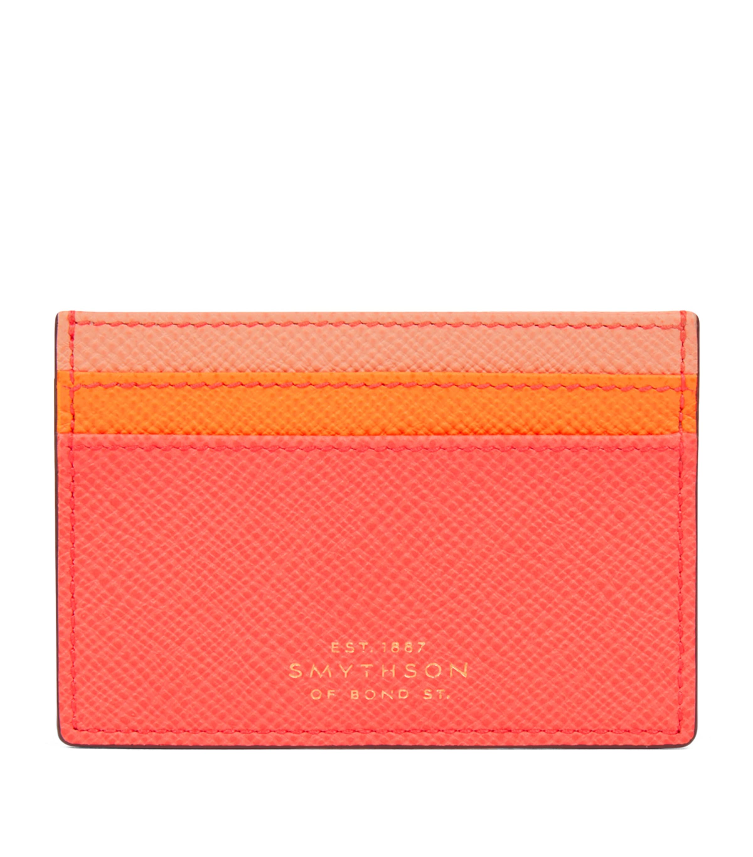 Smythson Leather Panama Card Holder In Pink