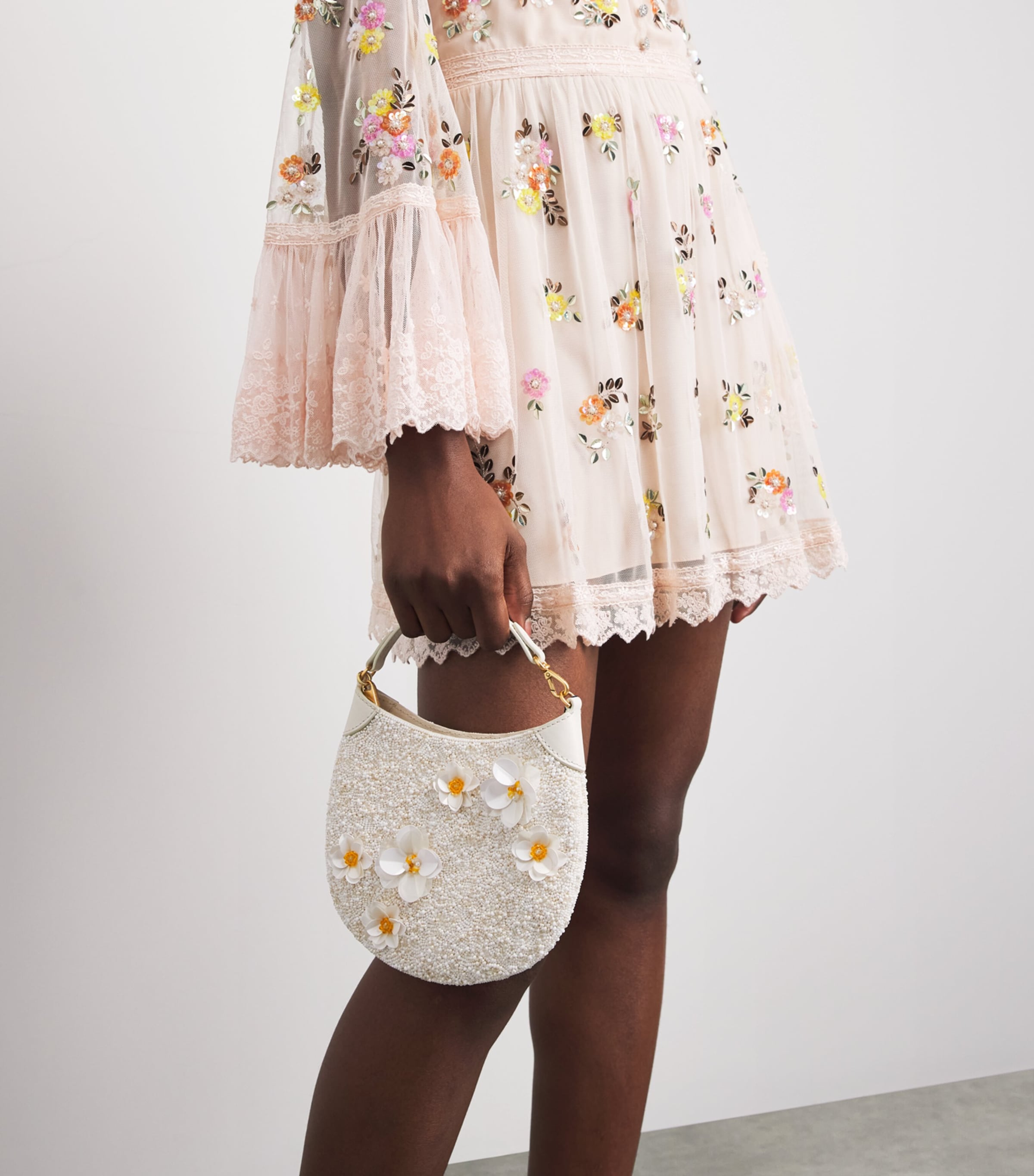 Alice+Olivia Womens Embellished Allegra Mini Dress Pale Pink Image 3