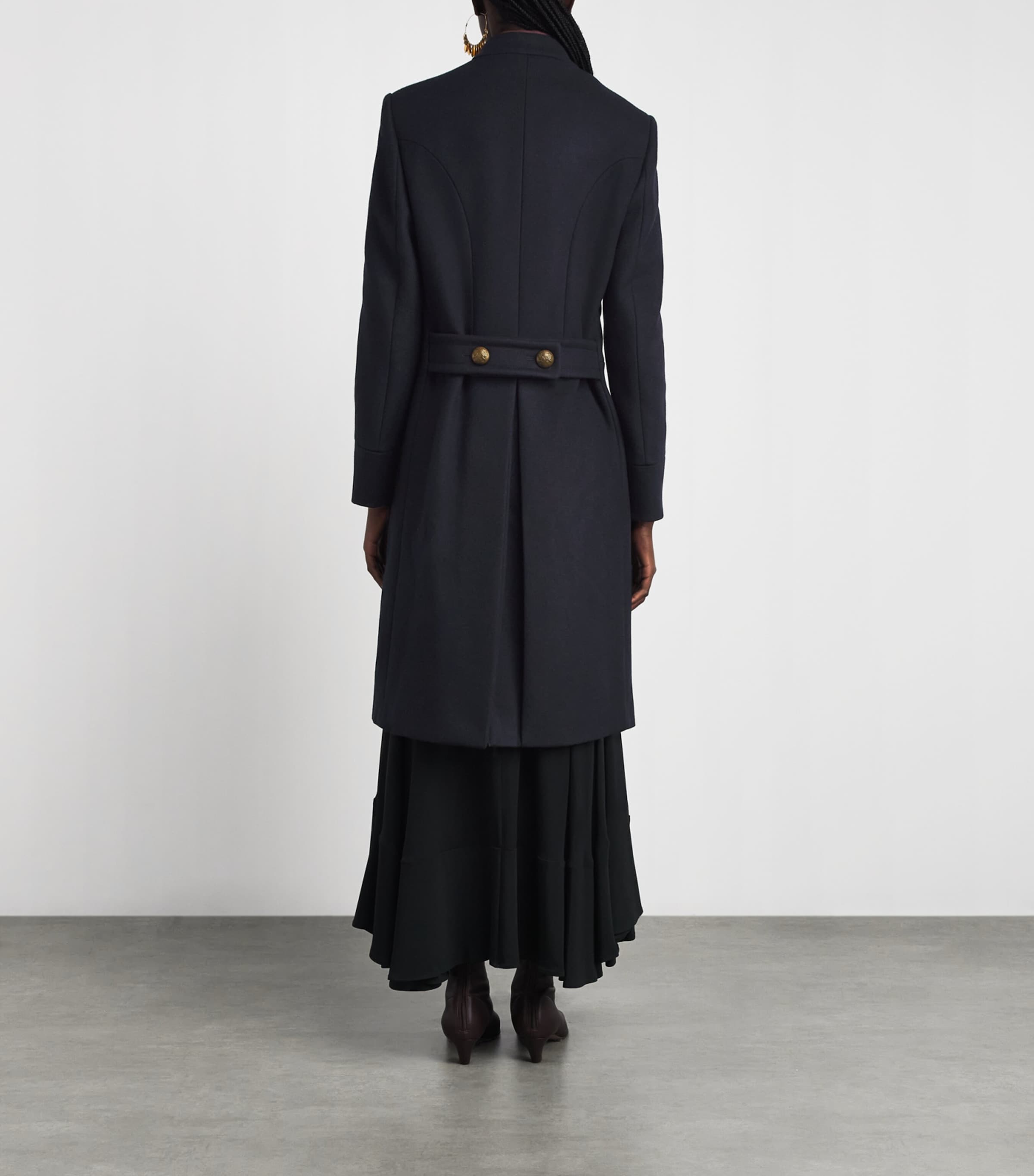 Etro Womens Wool-Blend Pea Coat Dark Blue Image 5