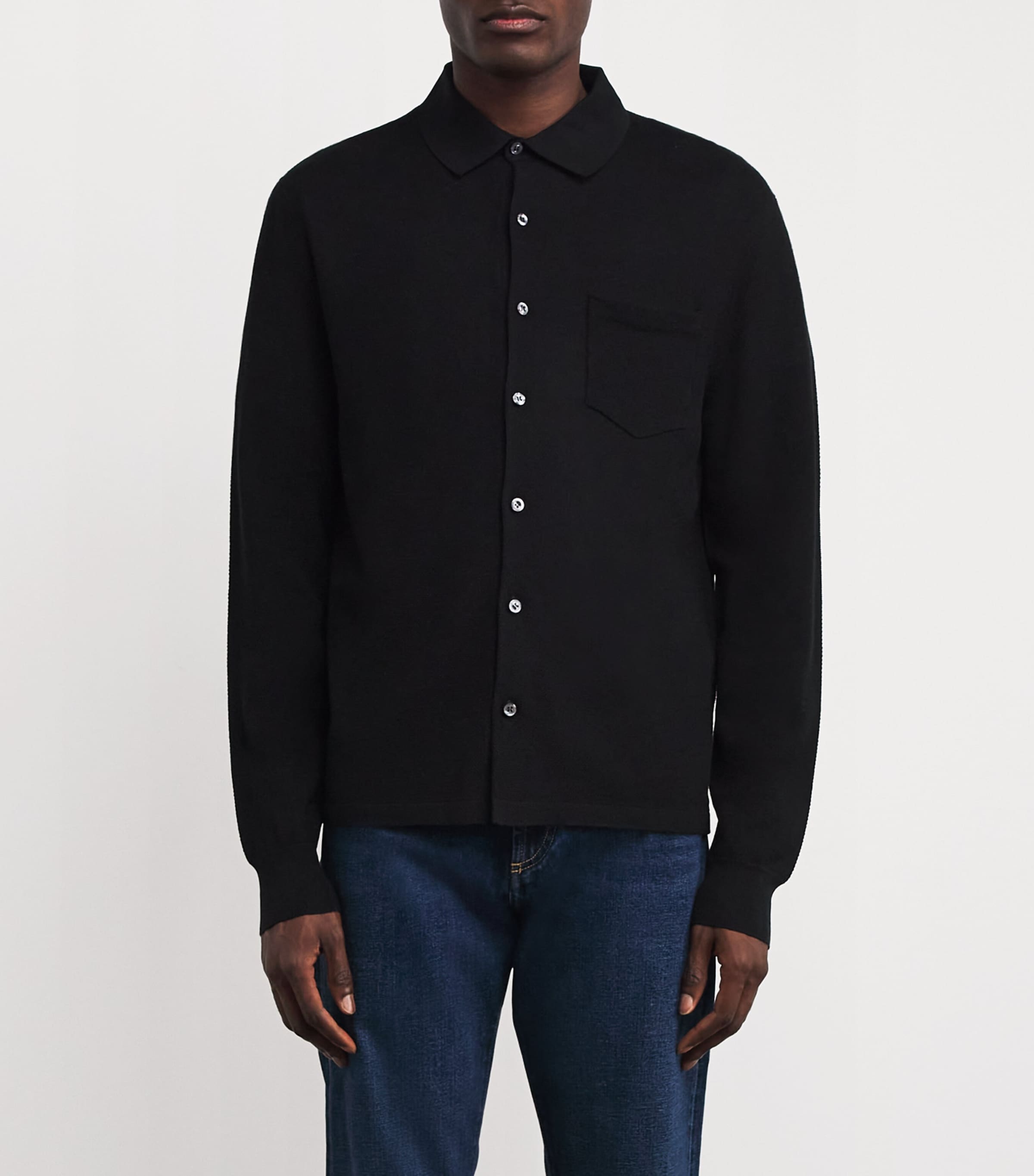 Ralph Lauren Purple Label Mens Silk-Cotton Cardigan Classic Black Image 3