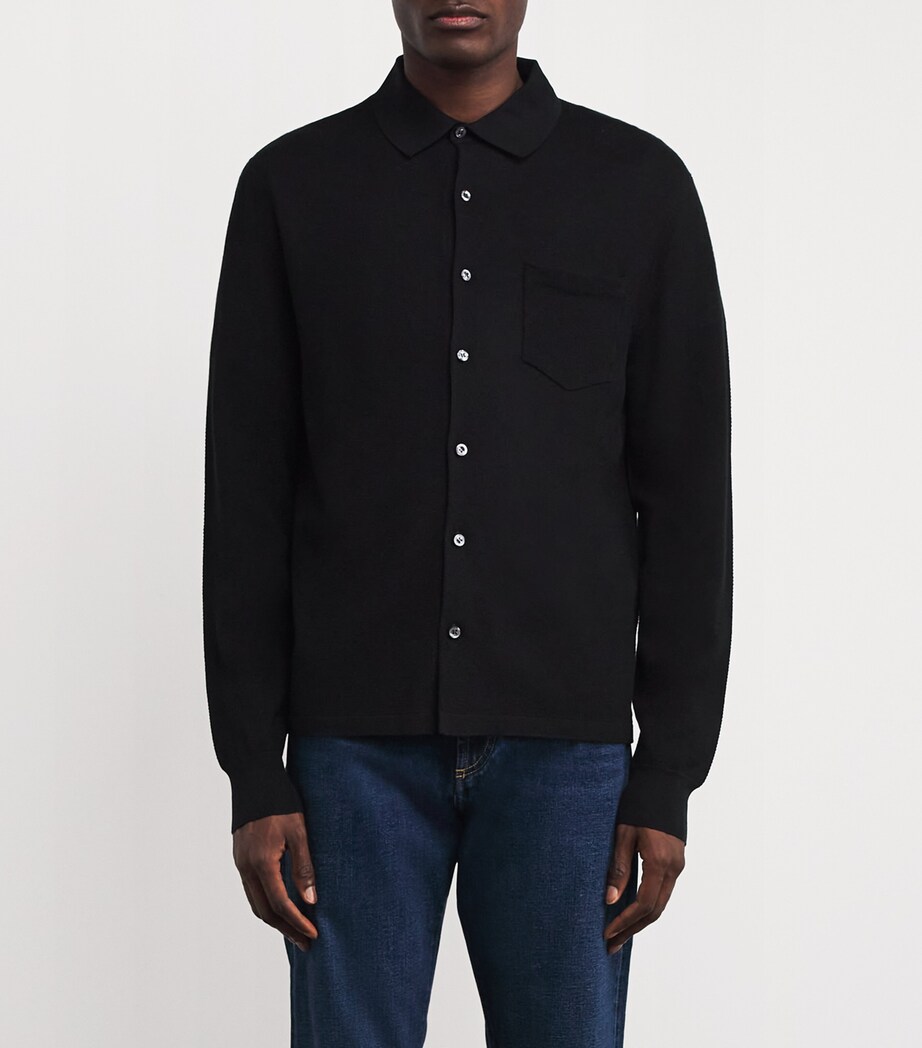 Ralph Lauren Purple Label Mens Silk-Cotton Cardigan Classic Black Image 3