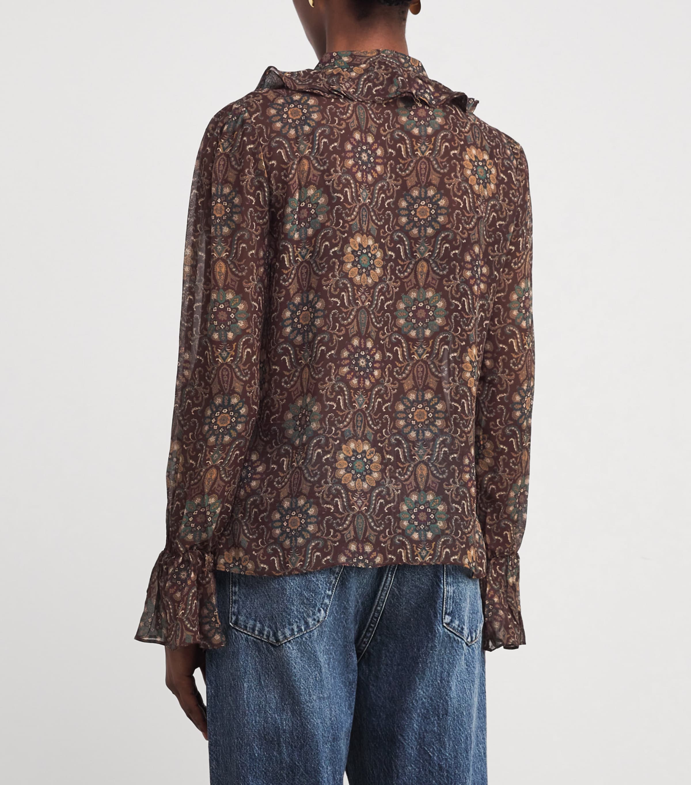 Silk Printed Claude Blouse DARK CHOCOLATE MULTI Image 4