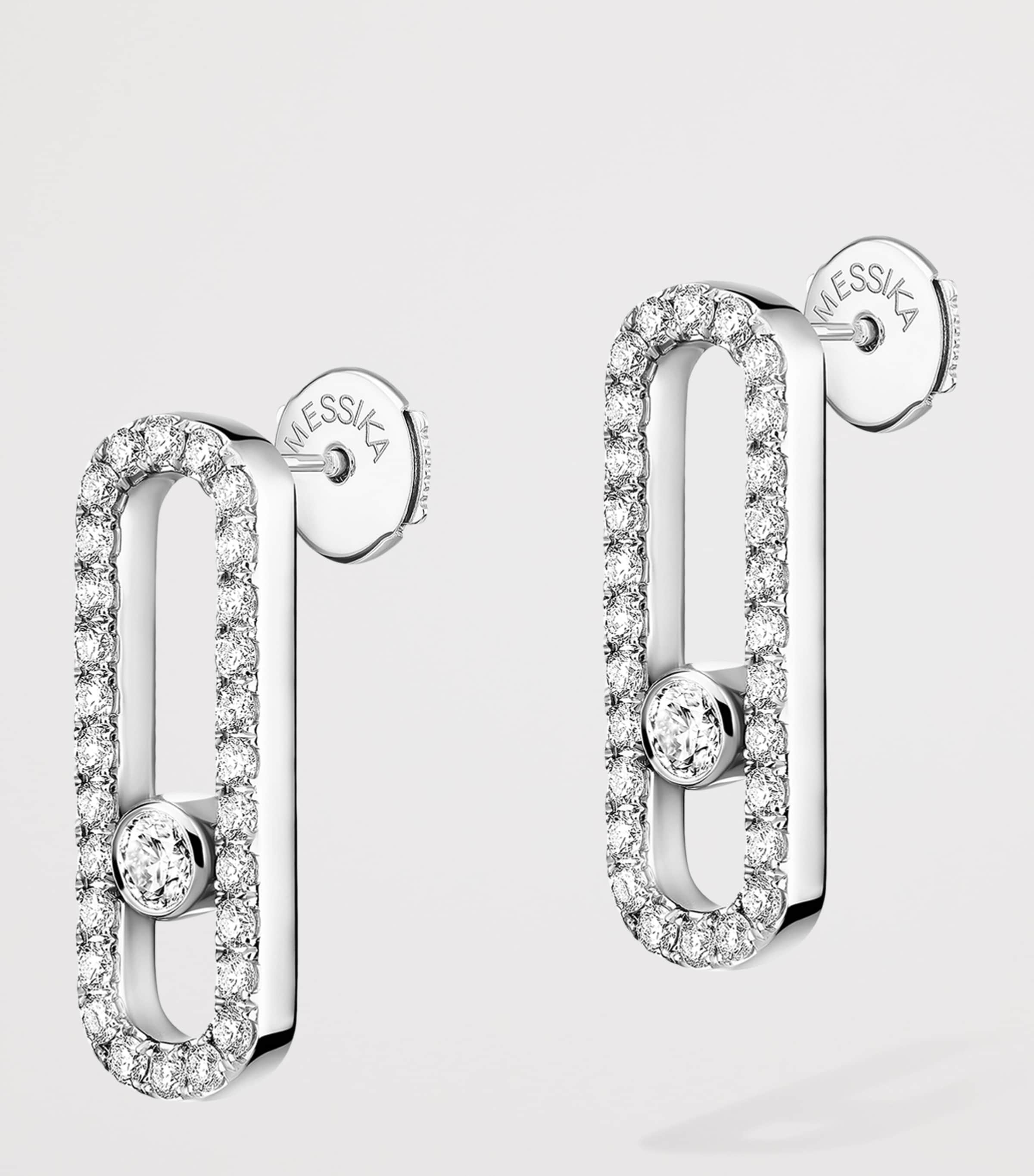 Messika Move Uno White Gold and Diamond Stud Earrings White Gold Image 3