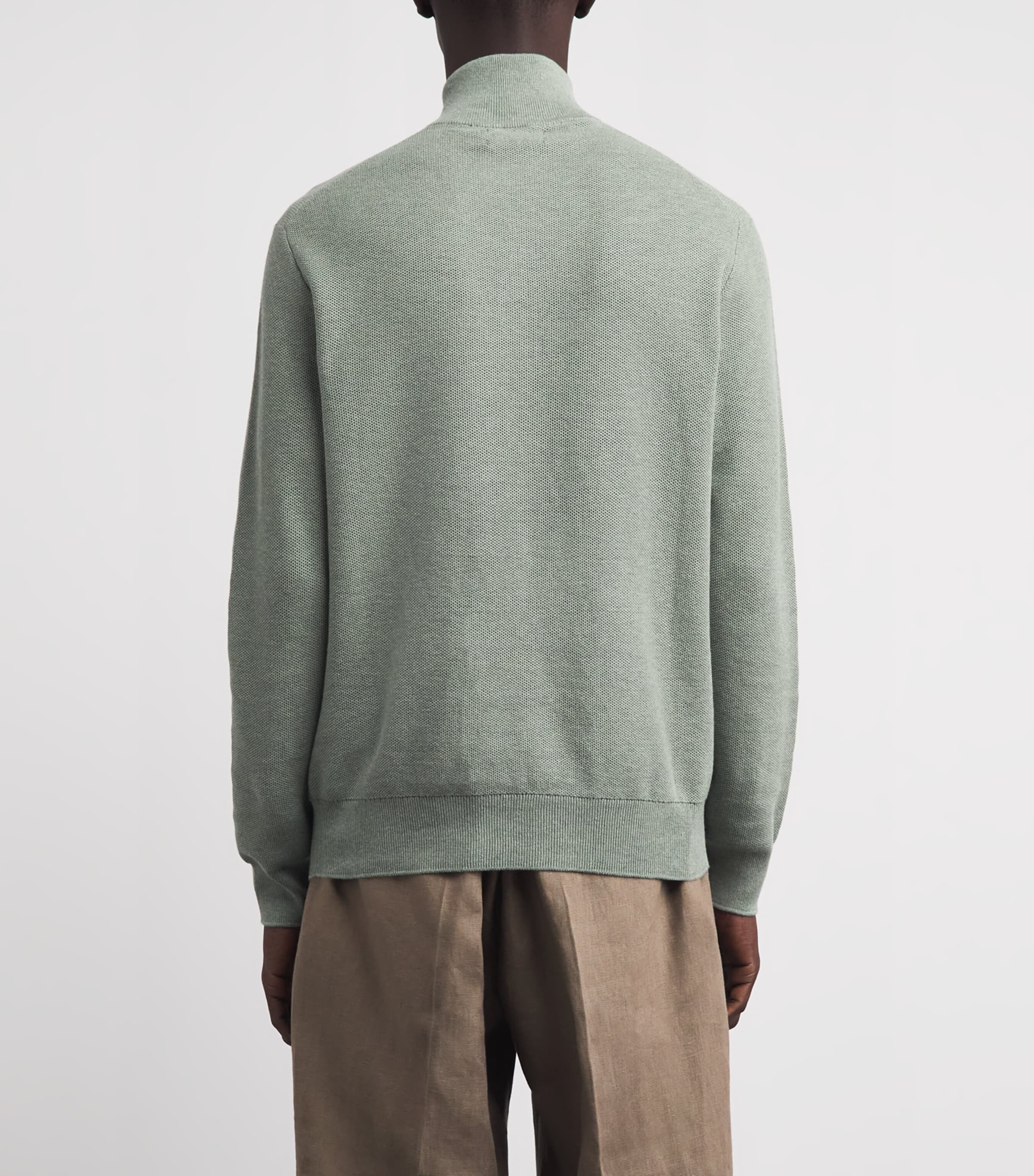 Polo Ralph Lauren Mens Cotton Half-Zip Sweater Fern Green Heather Image 5
