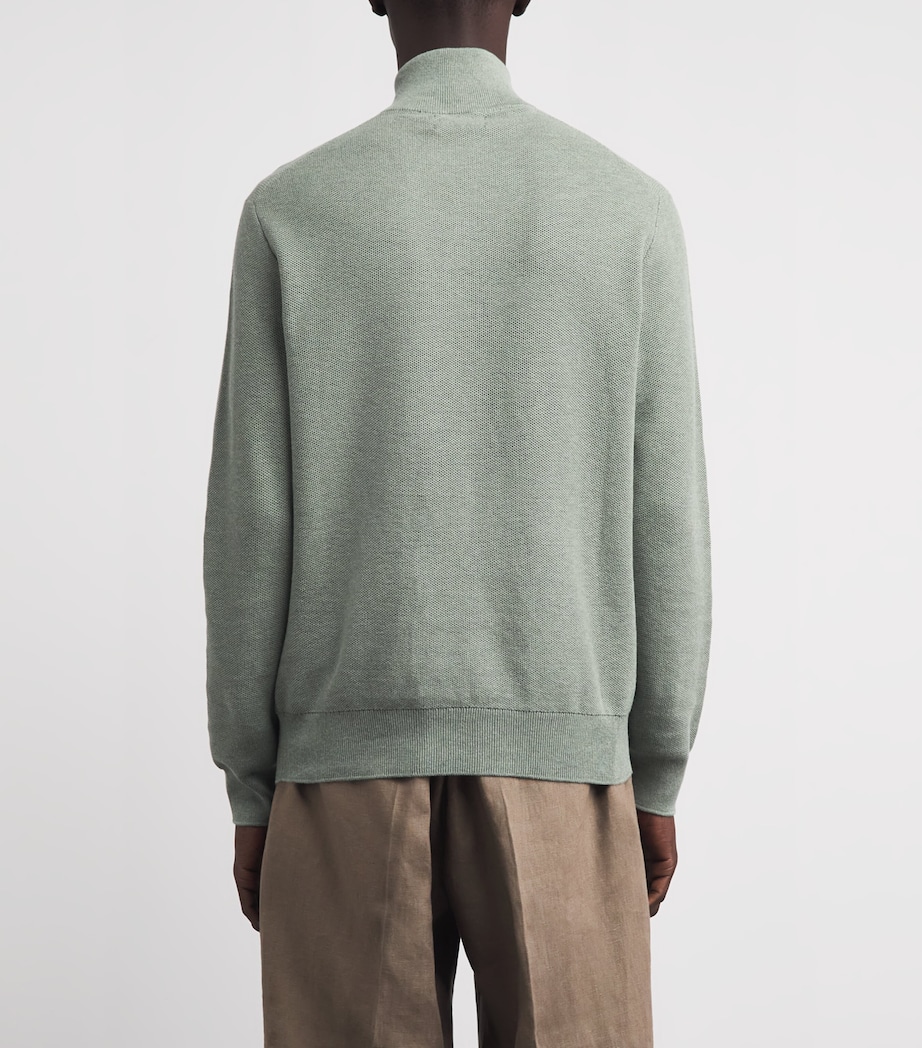 Polo Ralph Lauren Mens Cotton Half-Zip Sweater Fern Green Heather Image 5
