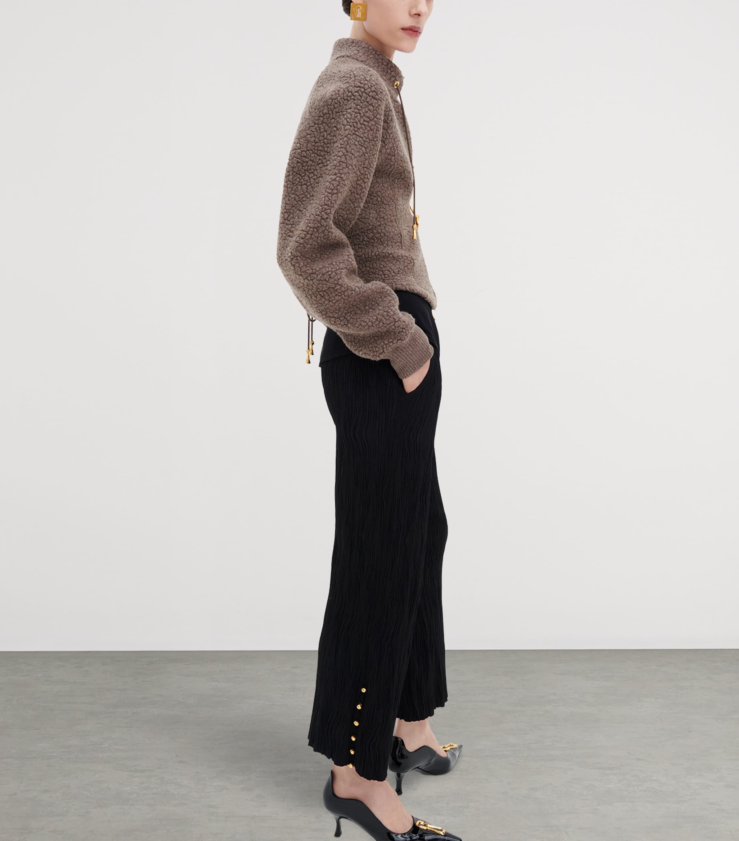 Schiaparelli Womens Wool-Blend Lips Zip-Up Hoodie Brown Image 3