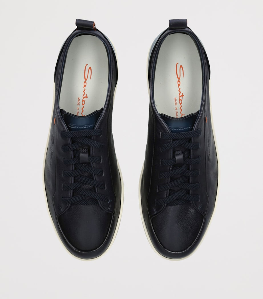 Santoni Leather Montecarlo Sneakers Blue Other Image 4