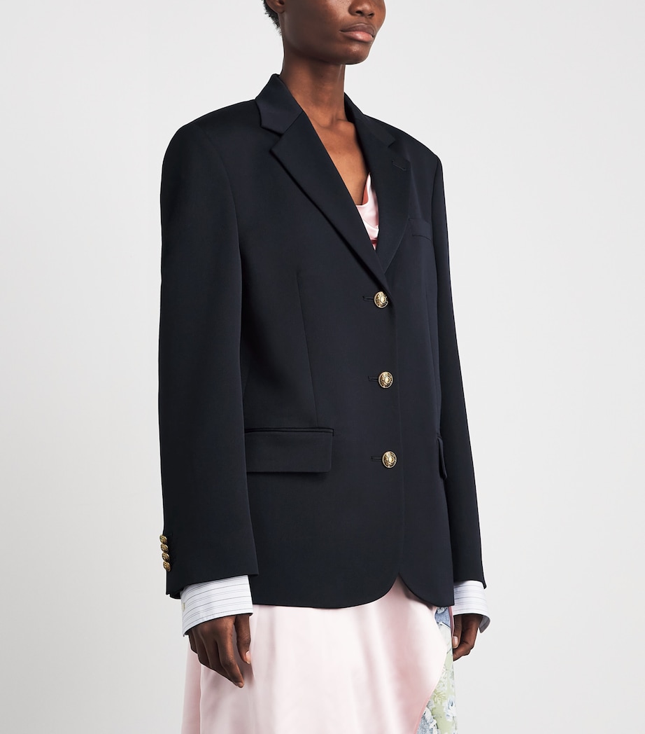 Acne Studios Womens Wool Single-Breasted Blazer Navy Blue Image 4