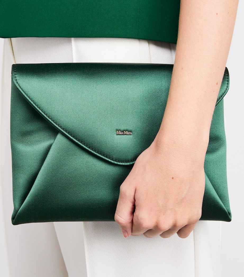 Satin Envelope Clutch Bag EMERALD Image 2