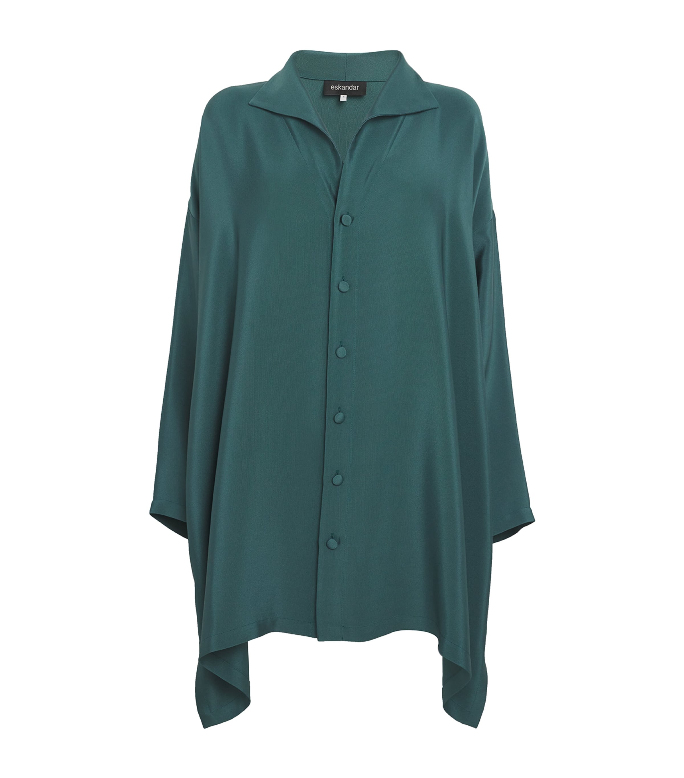 Eskandar Silk A-line Shirt In Green