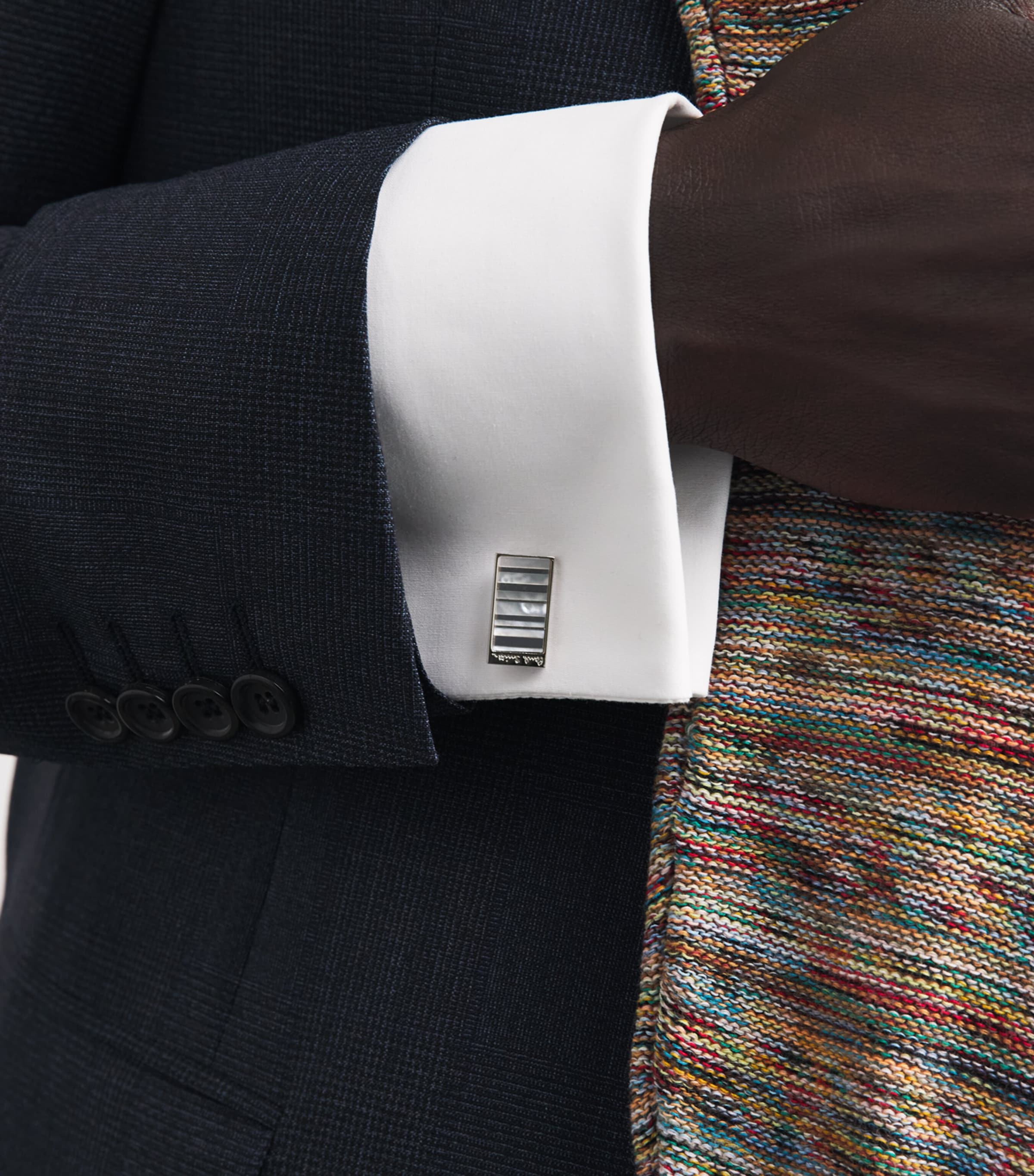Paul Smith Mother-of-Pearl Stripe Cufflinks Image 2