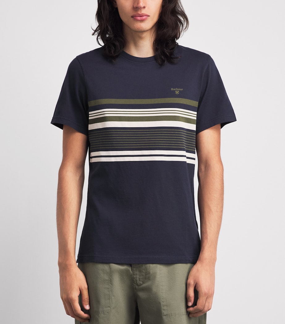 Barbour Mens Stripe Teeside T-Shirt Dark Navy Image 4