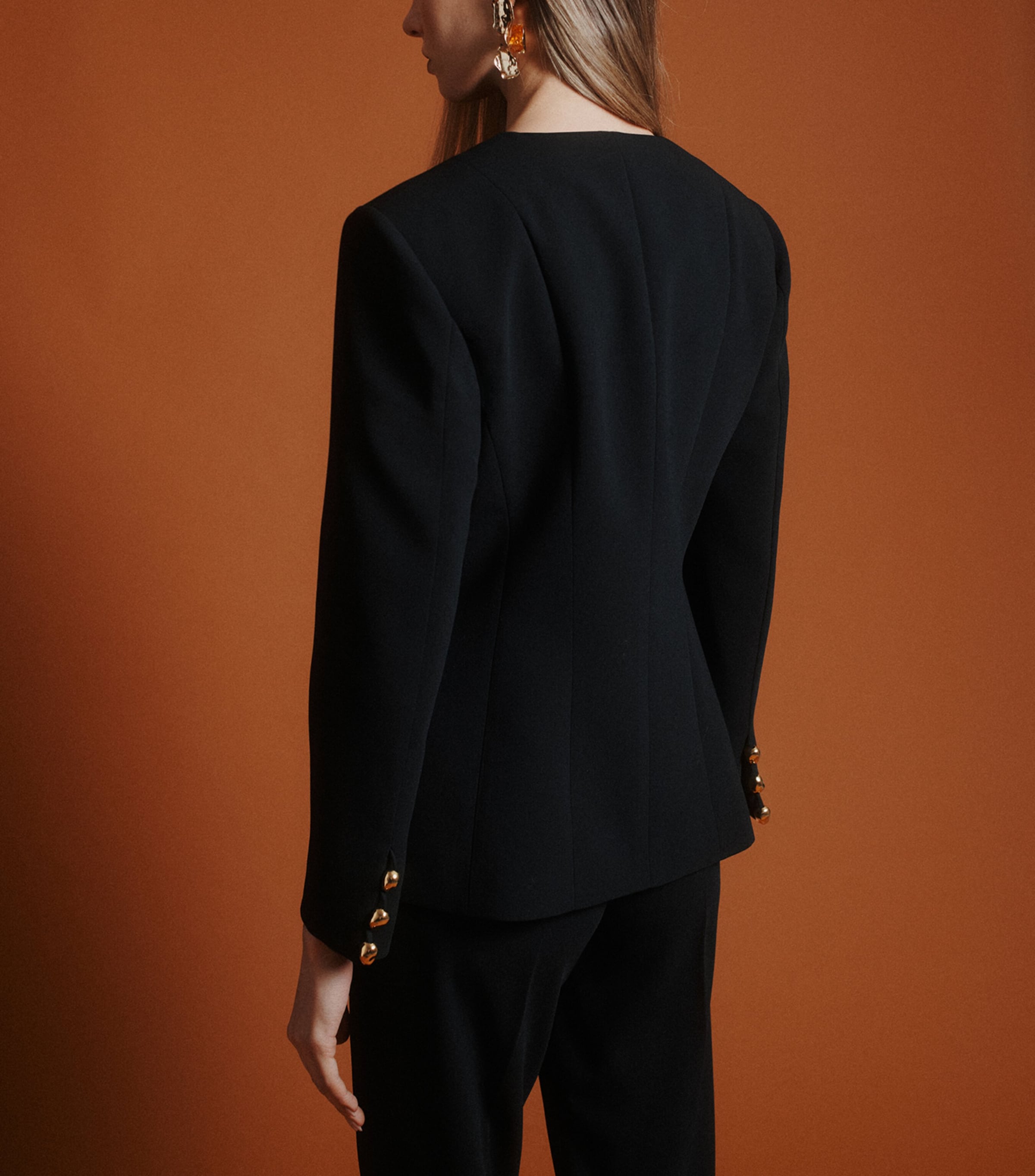 Marella Womens Round-Collar Blazer Black Image 3