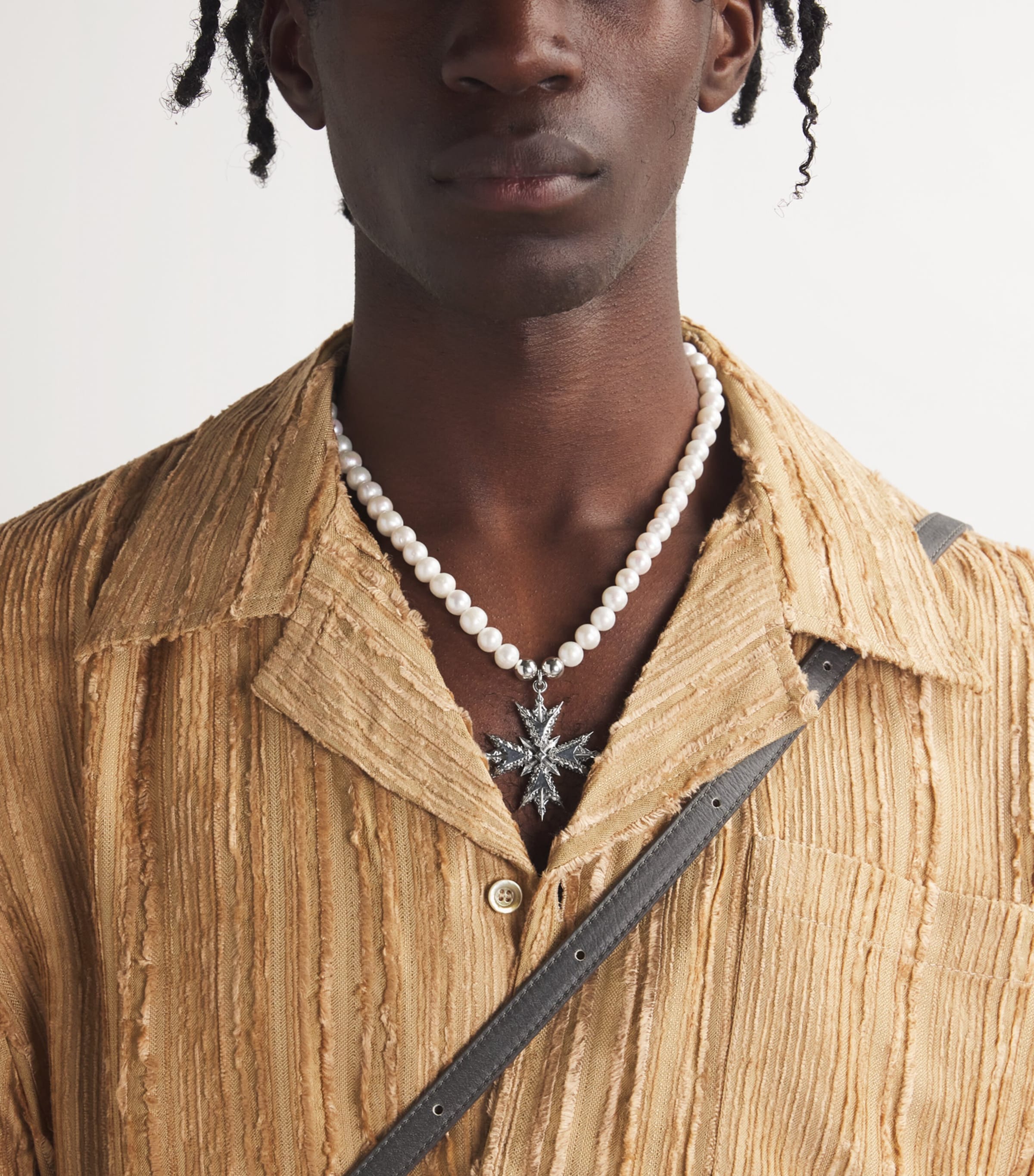 Sterling Silver Freshwater Pearl Cross Necklace SILVER Image 2