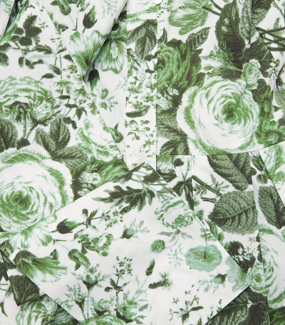 Erdem Womens Organic Cotton Floral Midi Shirt Dress Atknson Floral Green Image 6