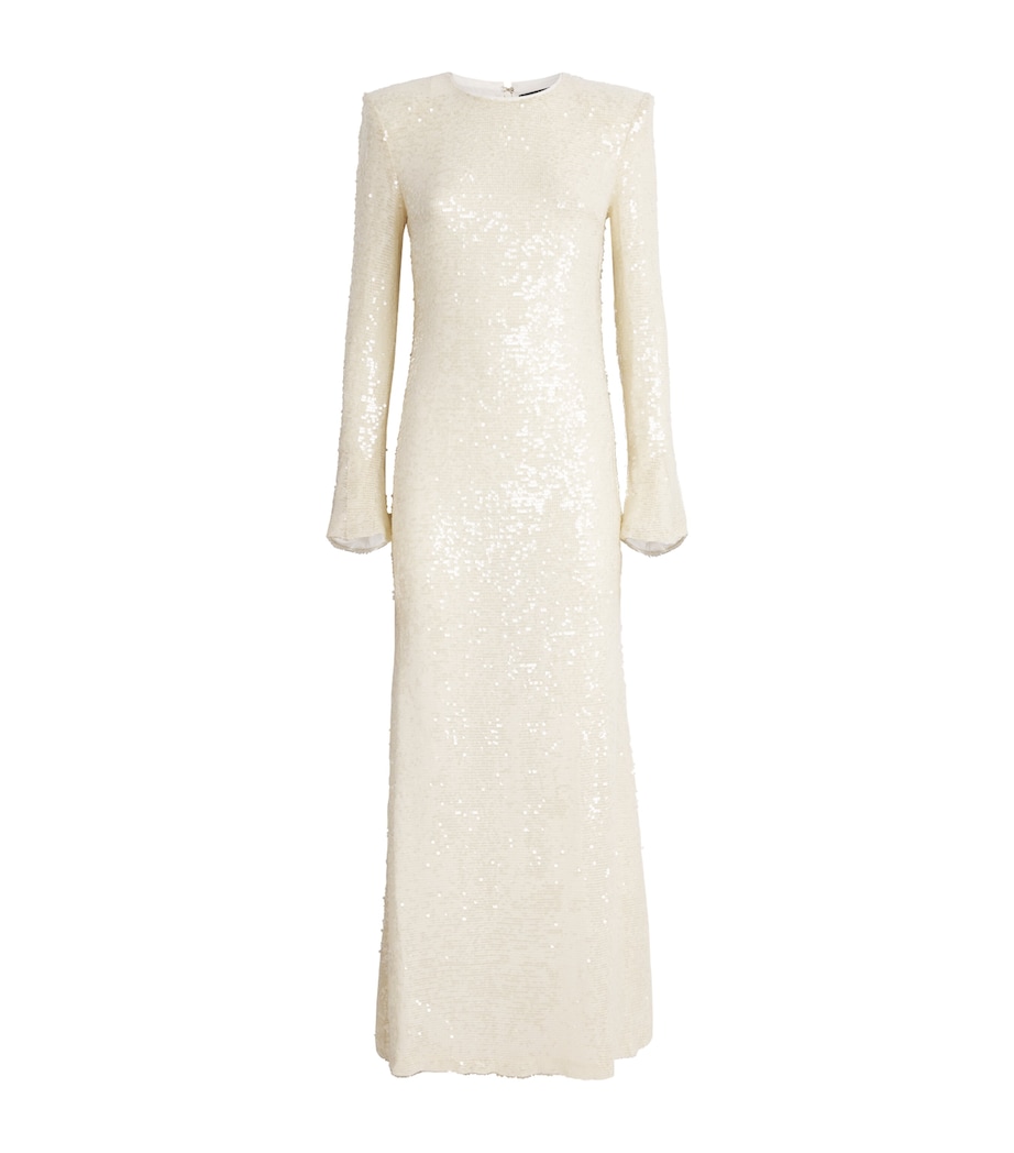 LAPOINTE Womens Sequin Flared-Sleeve Maxi Dress Cream Image 1