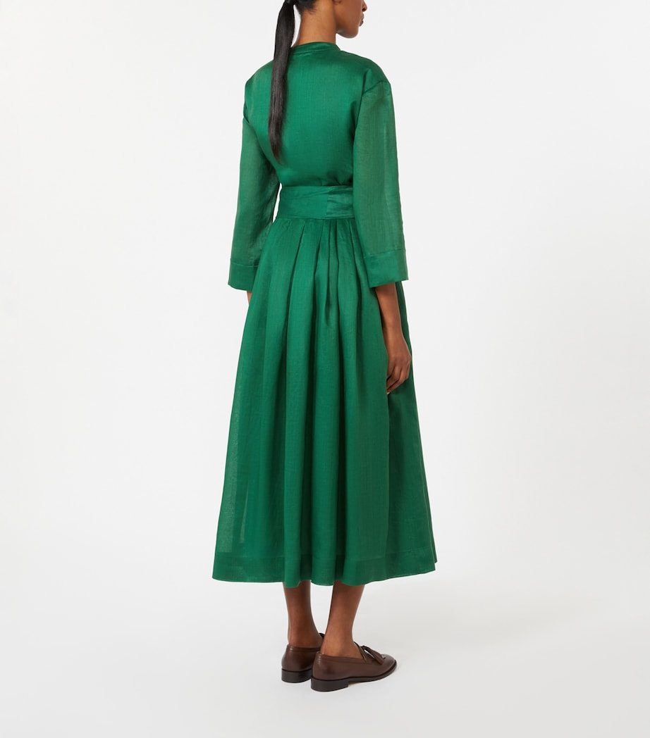 Max Mara Womens Ramie Midi Shirt Dress Green Image 3