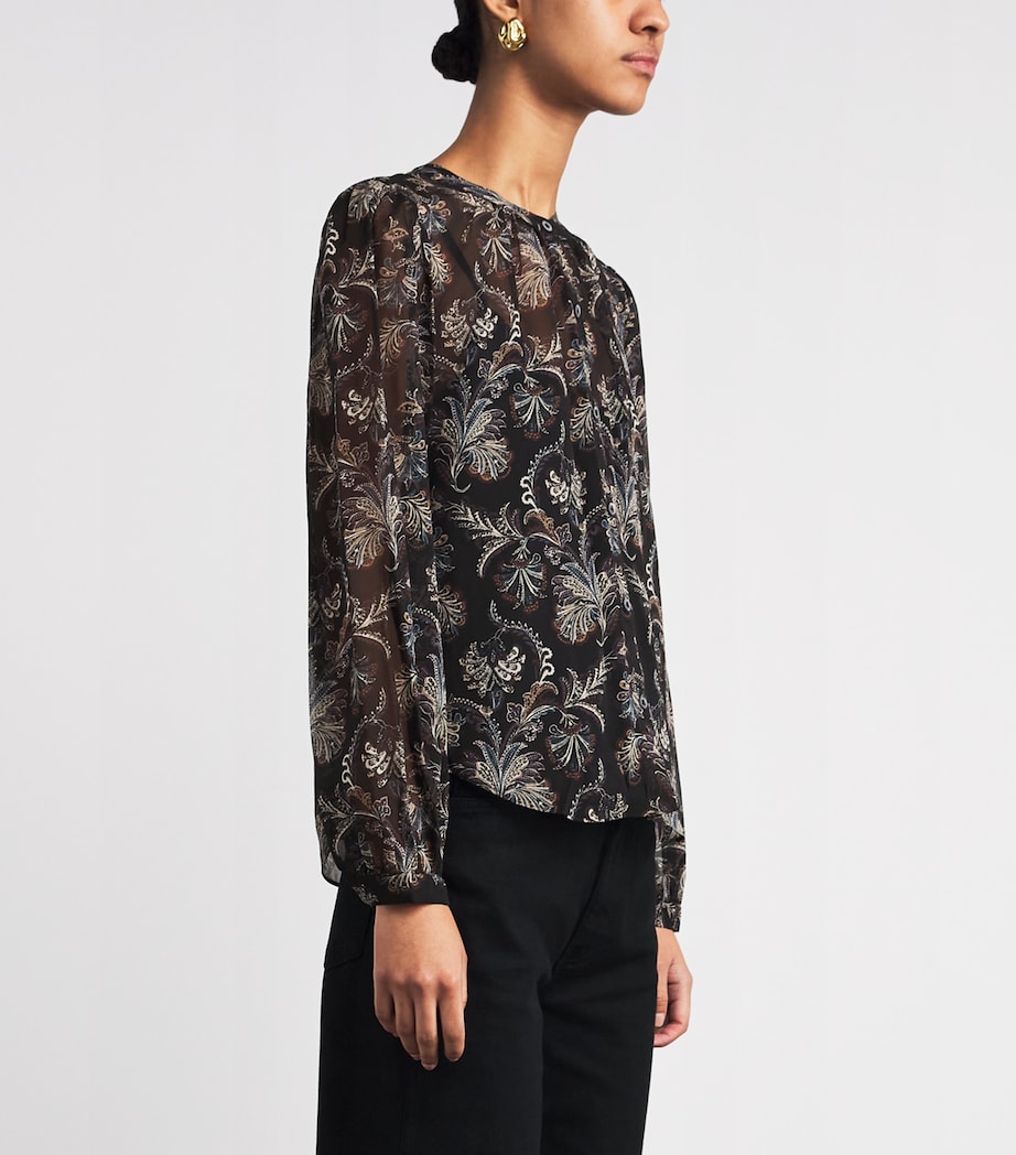 Veronica Beard Womens Silk Ashlynn Blouse Black Multi Image 4