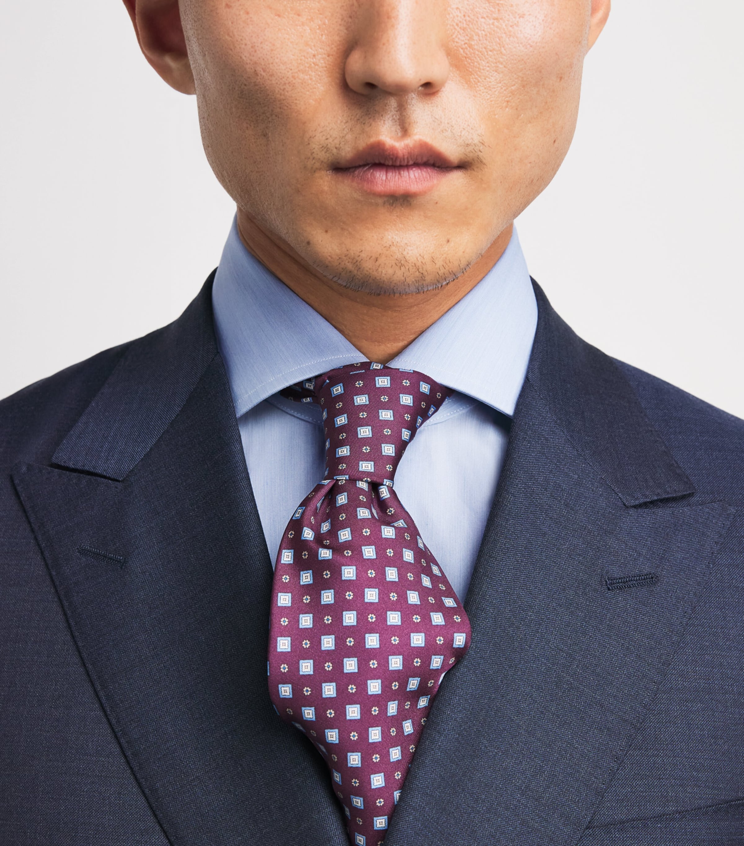 Barba Napoli Mens Stretch-Cotton Poplin Slim Shirt Blue Image 3