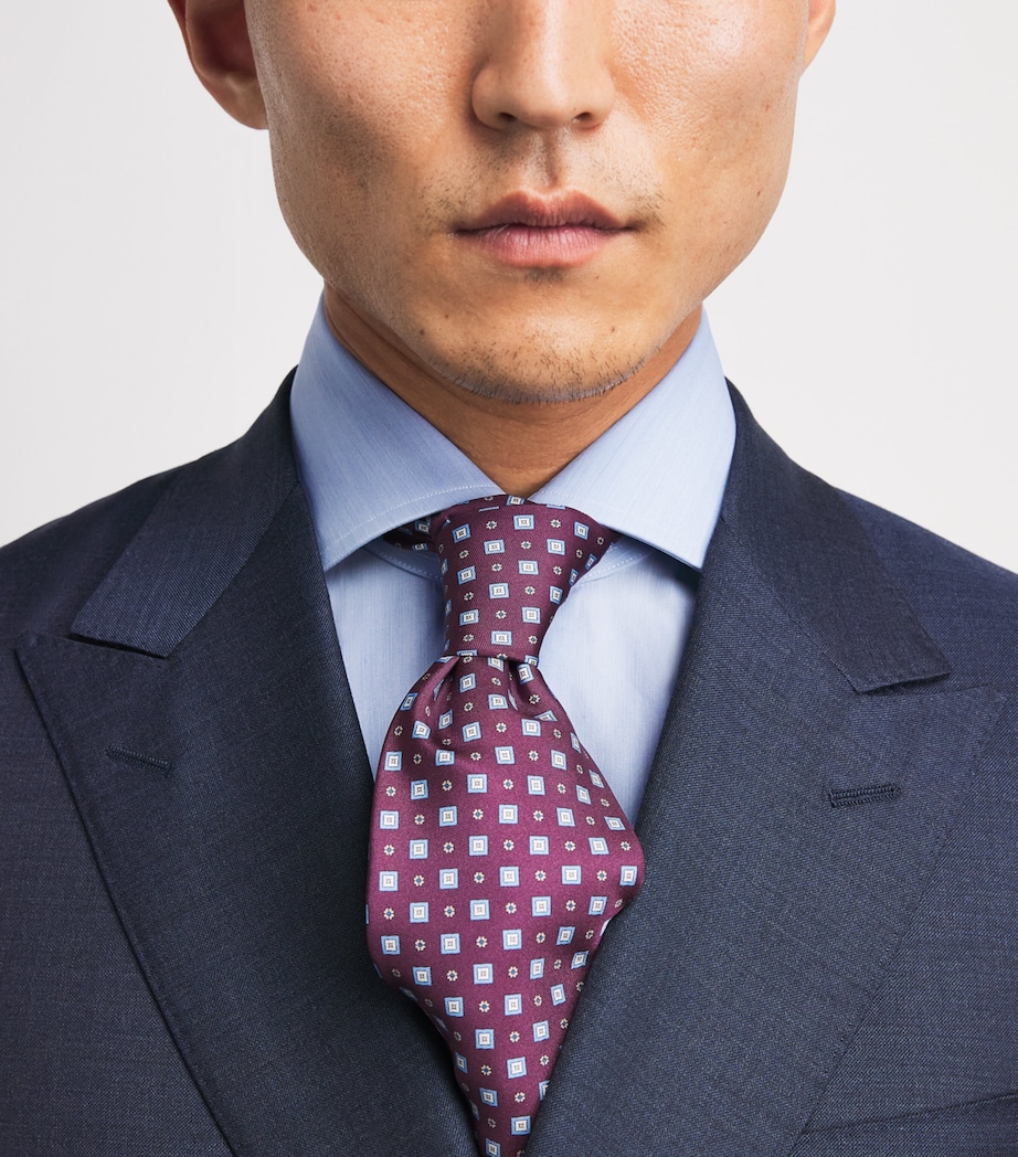 Barba Napoli Mens Stretch-Cotton Poplin Slim Shirt Blue Image 3