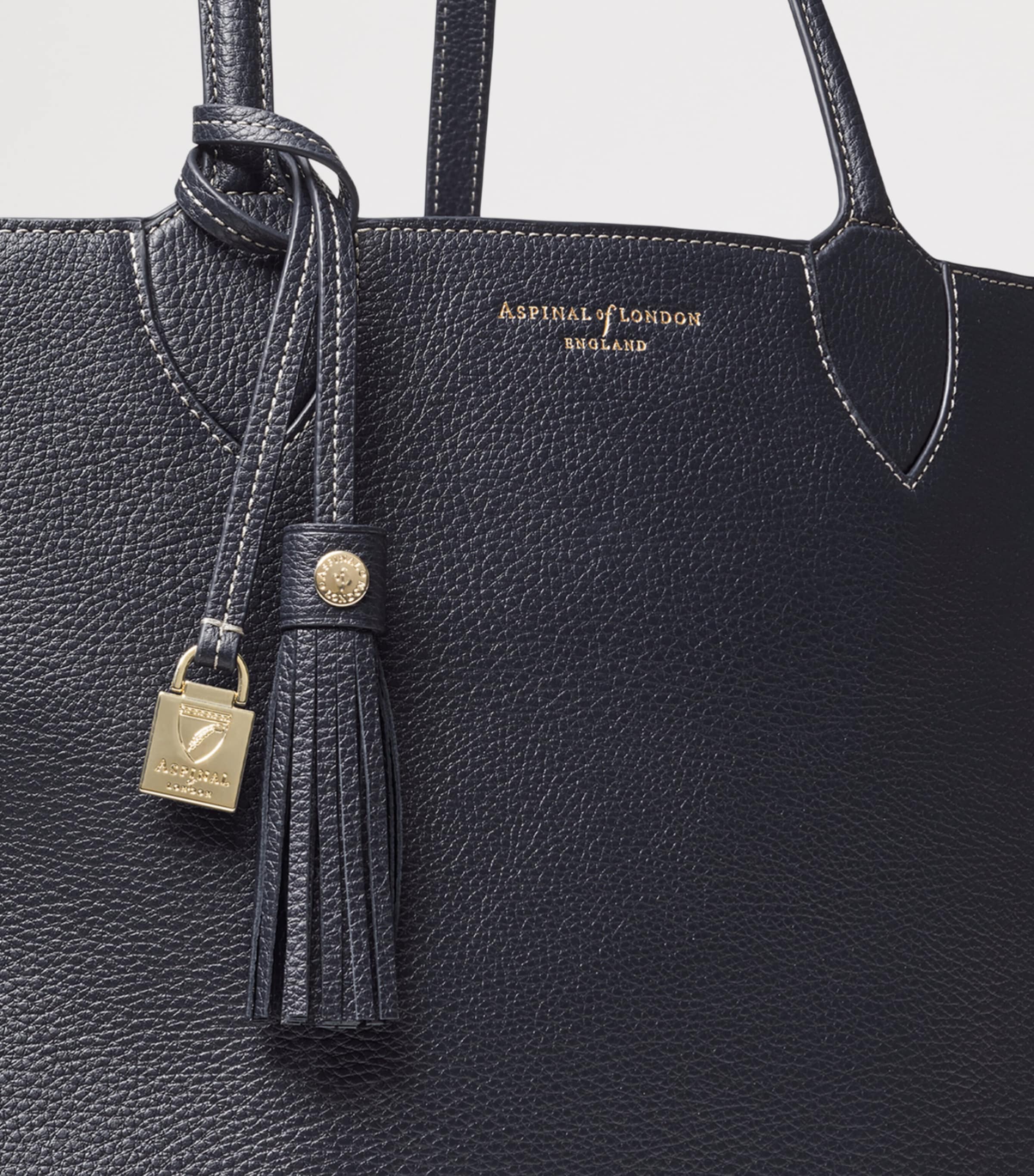 Aspinal Of London Leather Hudson Tote Bag Navy Image 5