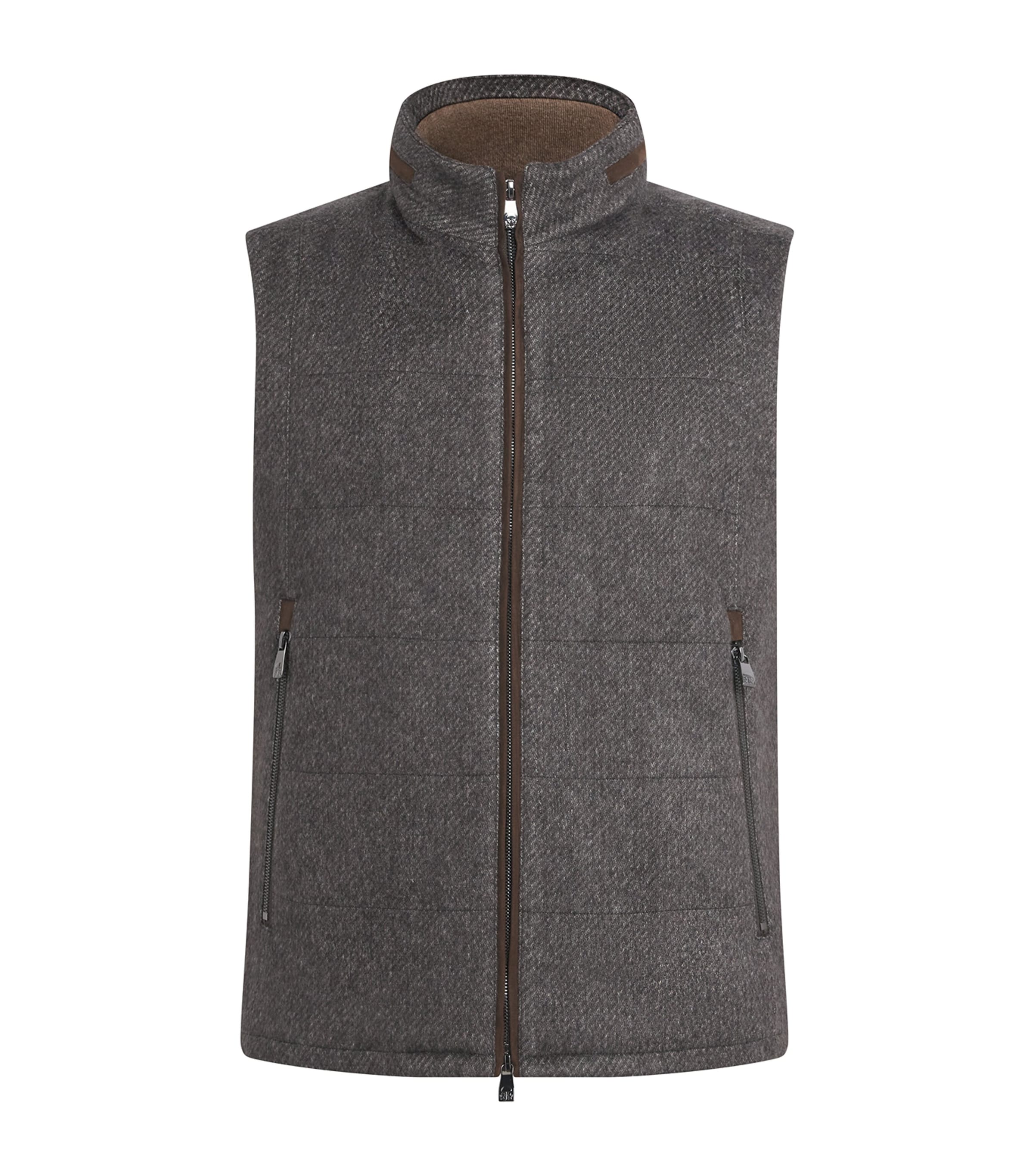 Corneliani Silk-cashmere Gilet In Gray