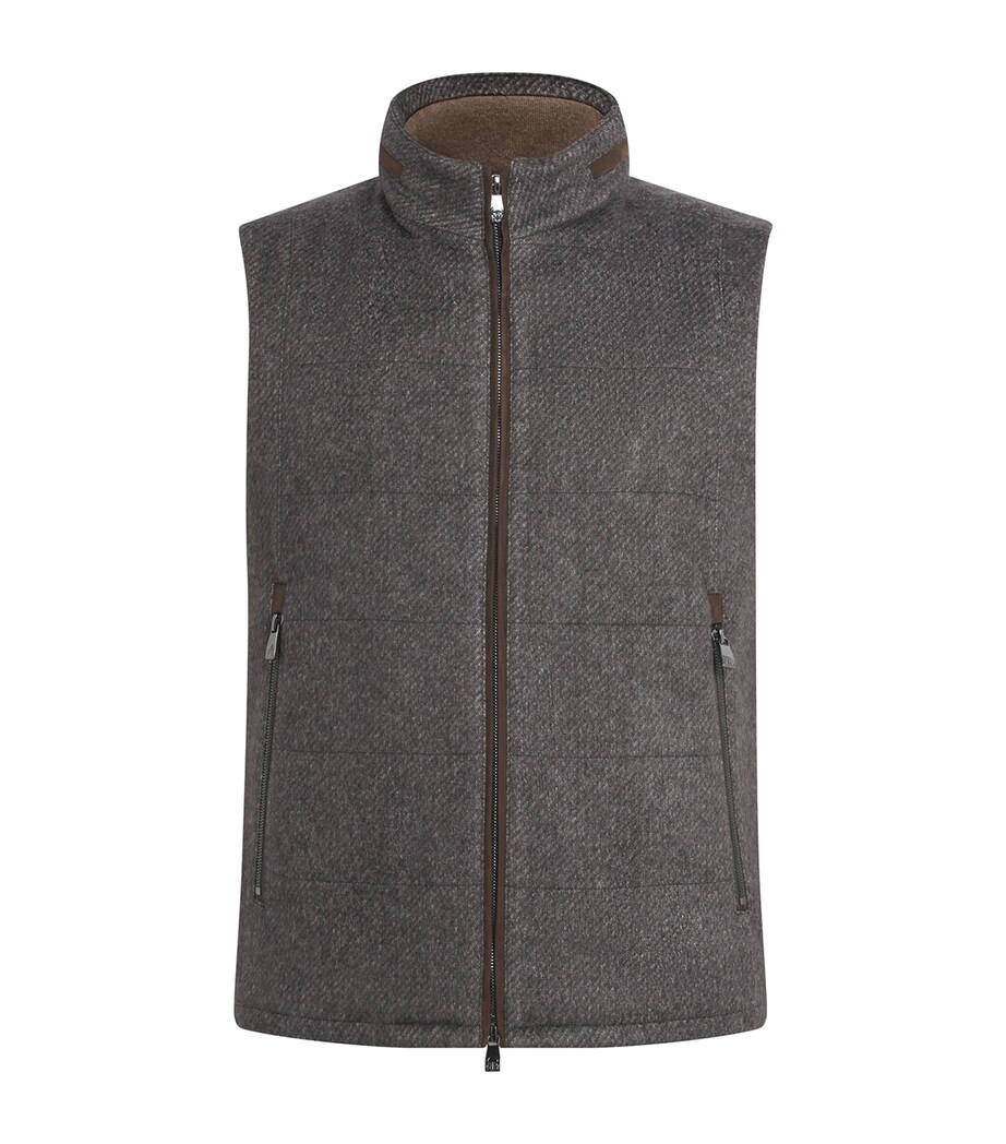 Corneliani Mens Silk-Cashmere Gilet Grey Melange Image 1