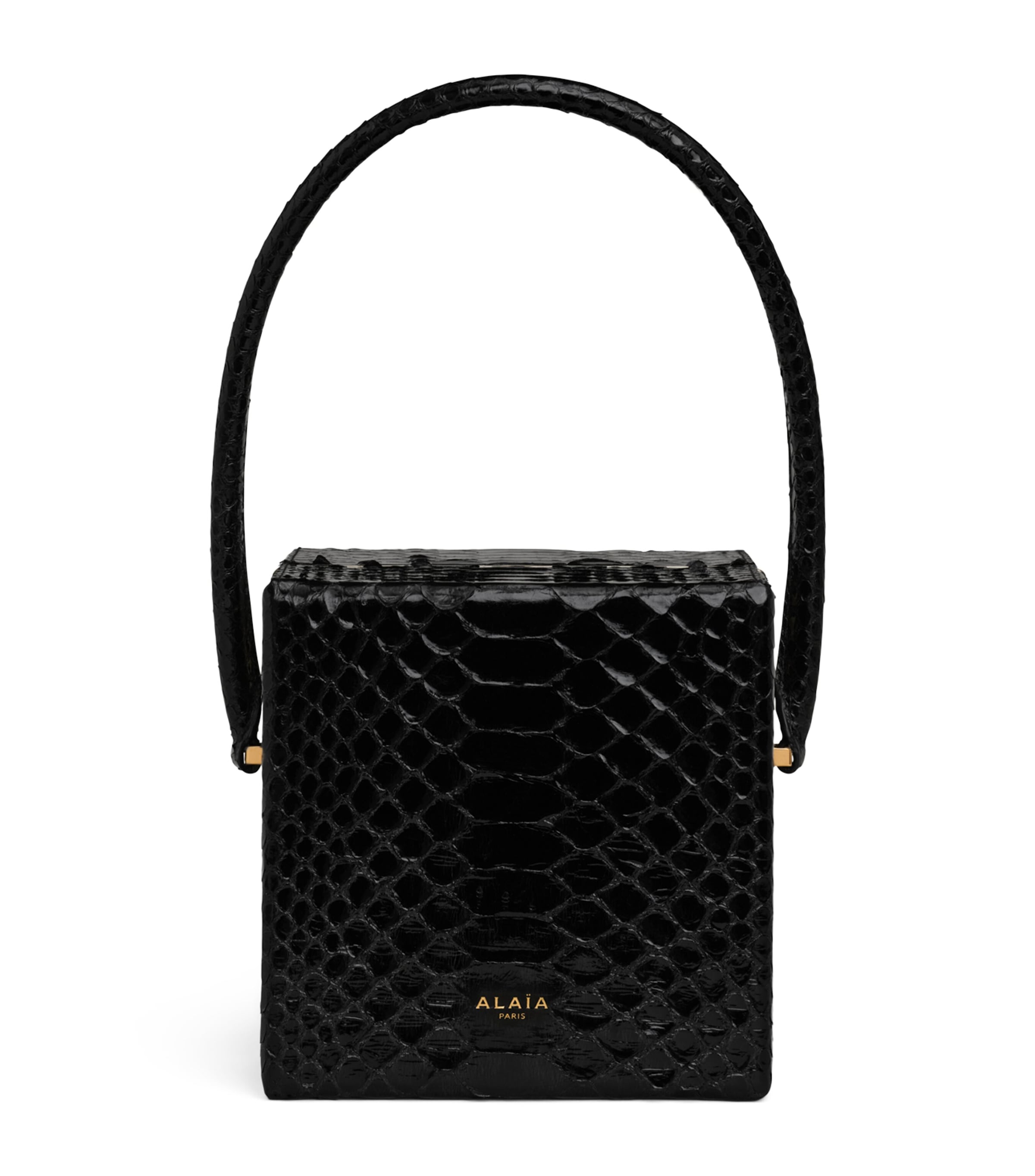 Alaïa Snakeskin Cube Top-handle Bag In Black